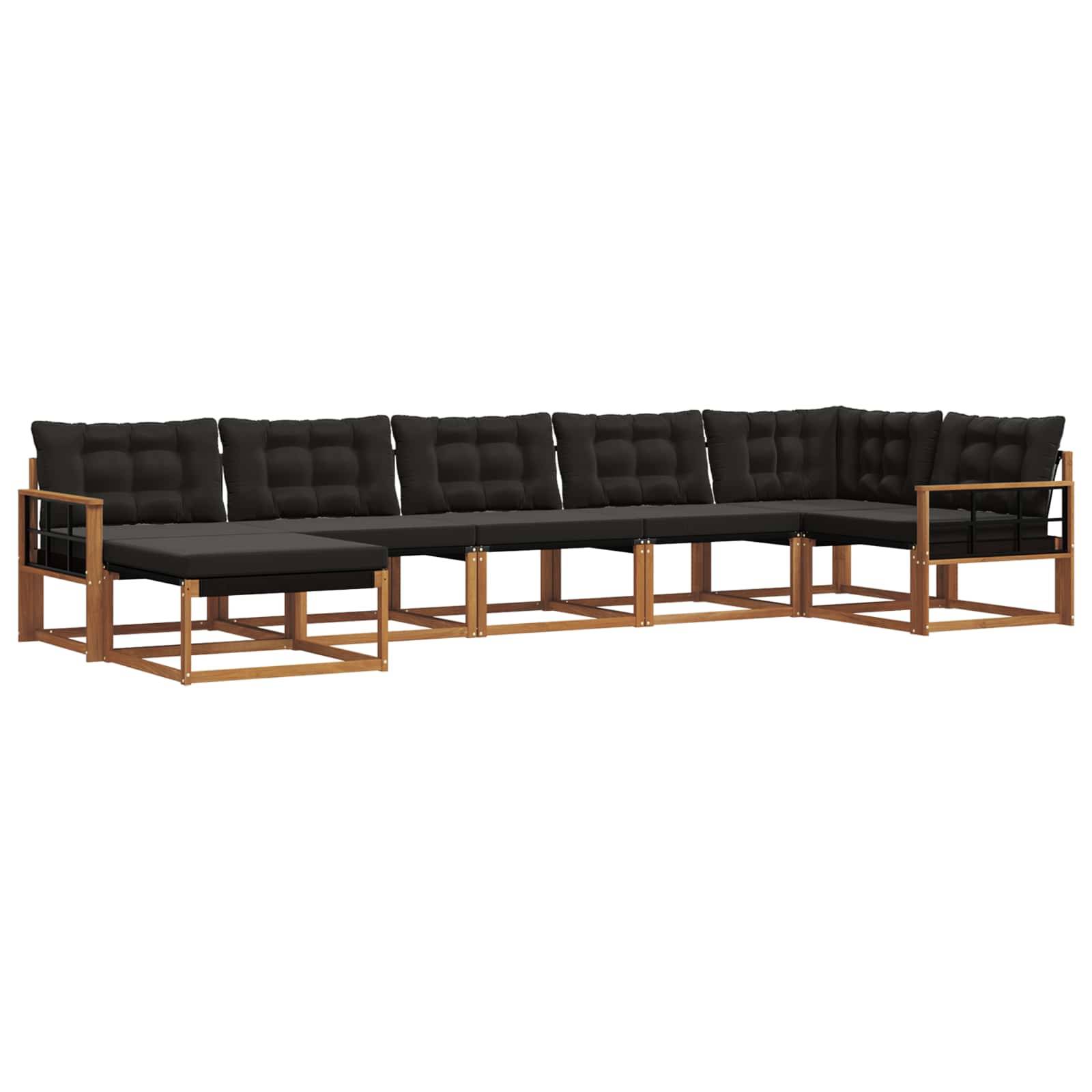 vidaXL Outdoor-Sofagarnitur mit Kissen 21 pcs Natürlich und Schwarz