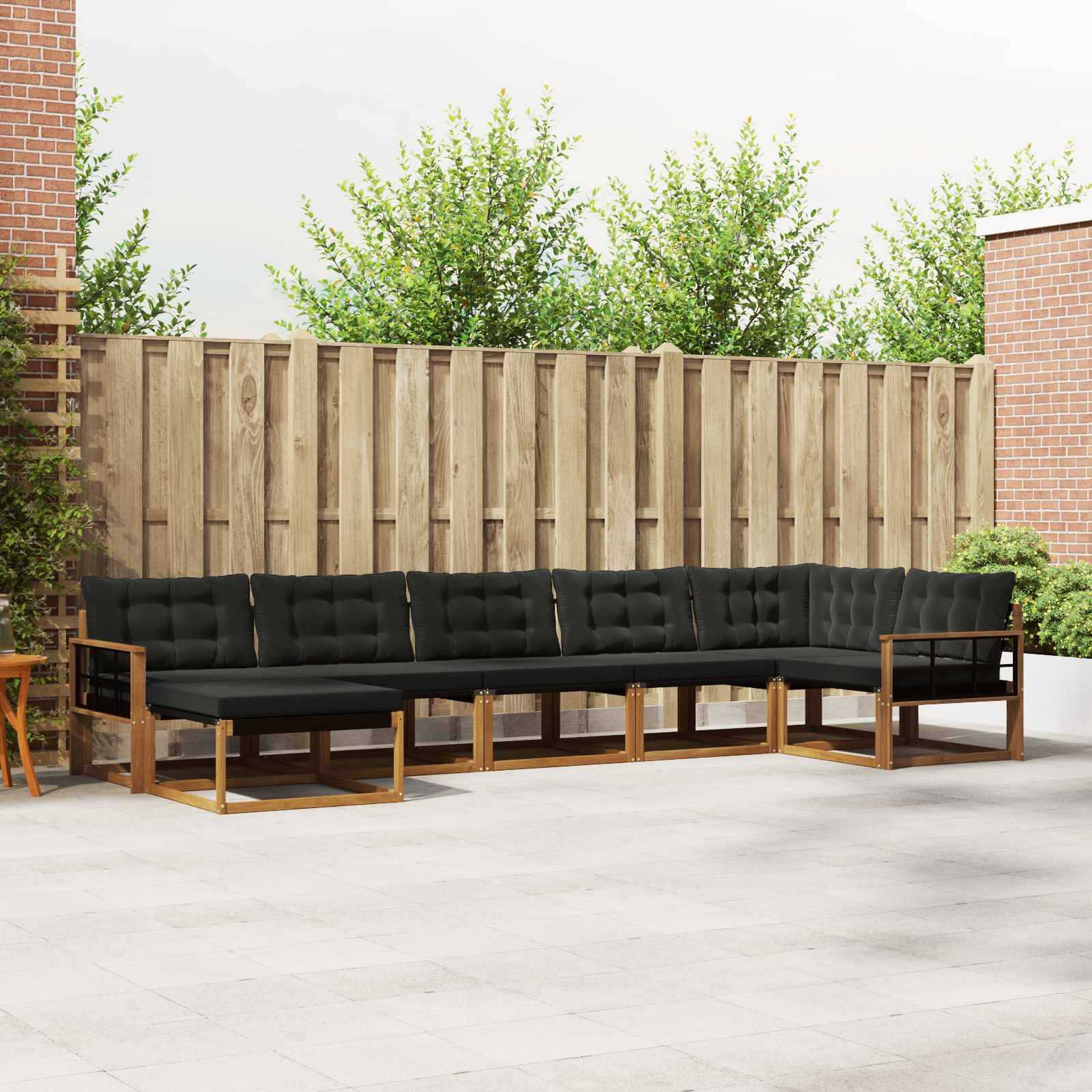 vidaXL Outdoor-Sofagarnitur mit Kissen 21 pcs Natürlich und Schwarz