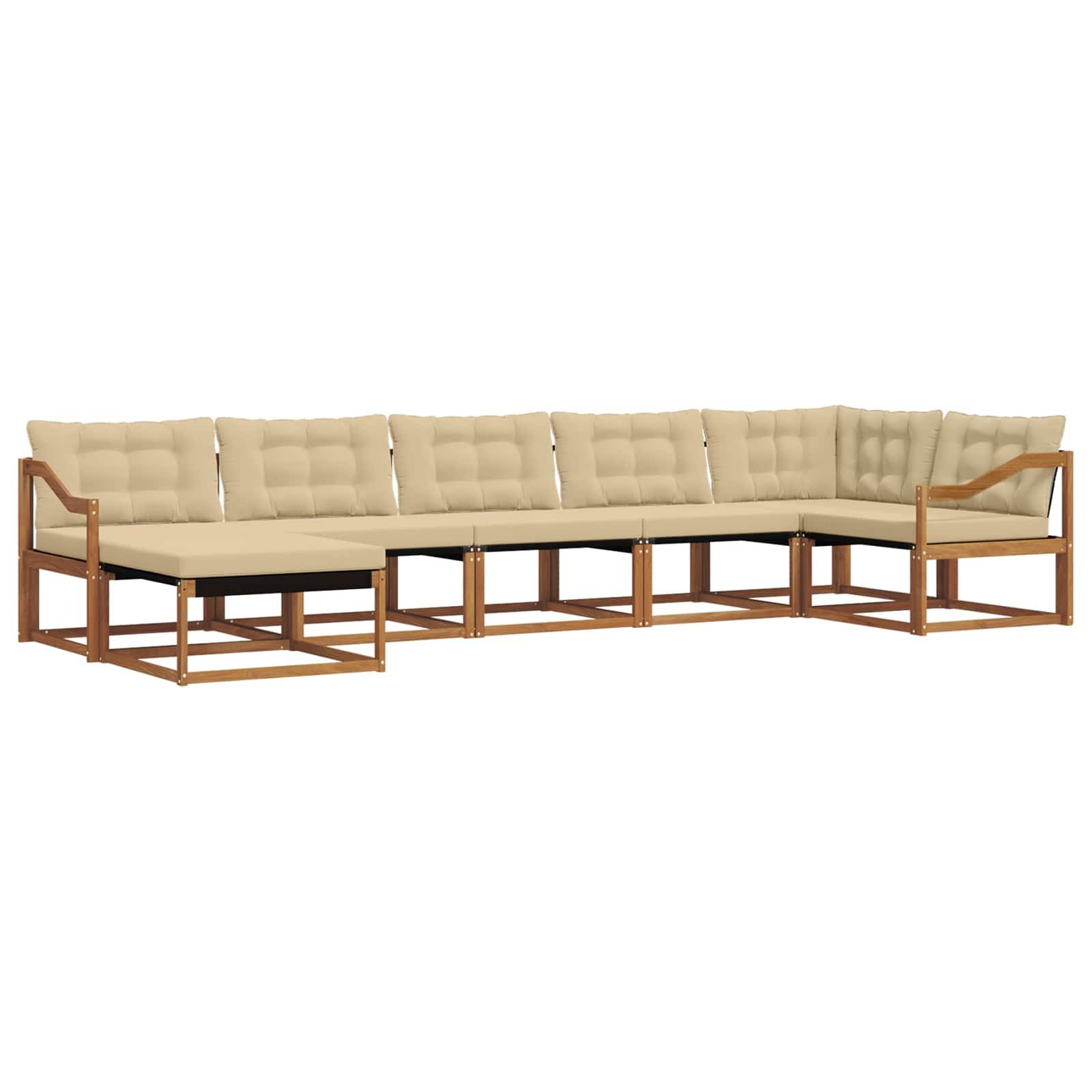 vidaXL Outdoor-Sofagarnitur 21 pcs Natur und Beige Massivholz Akazie