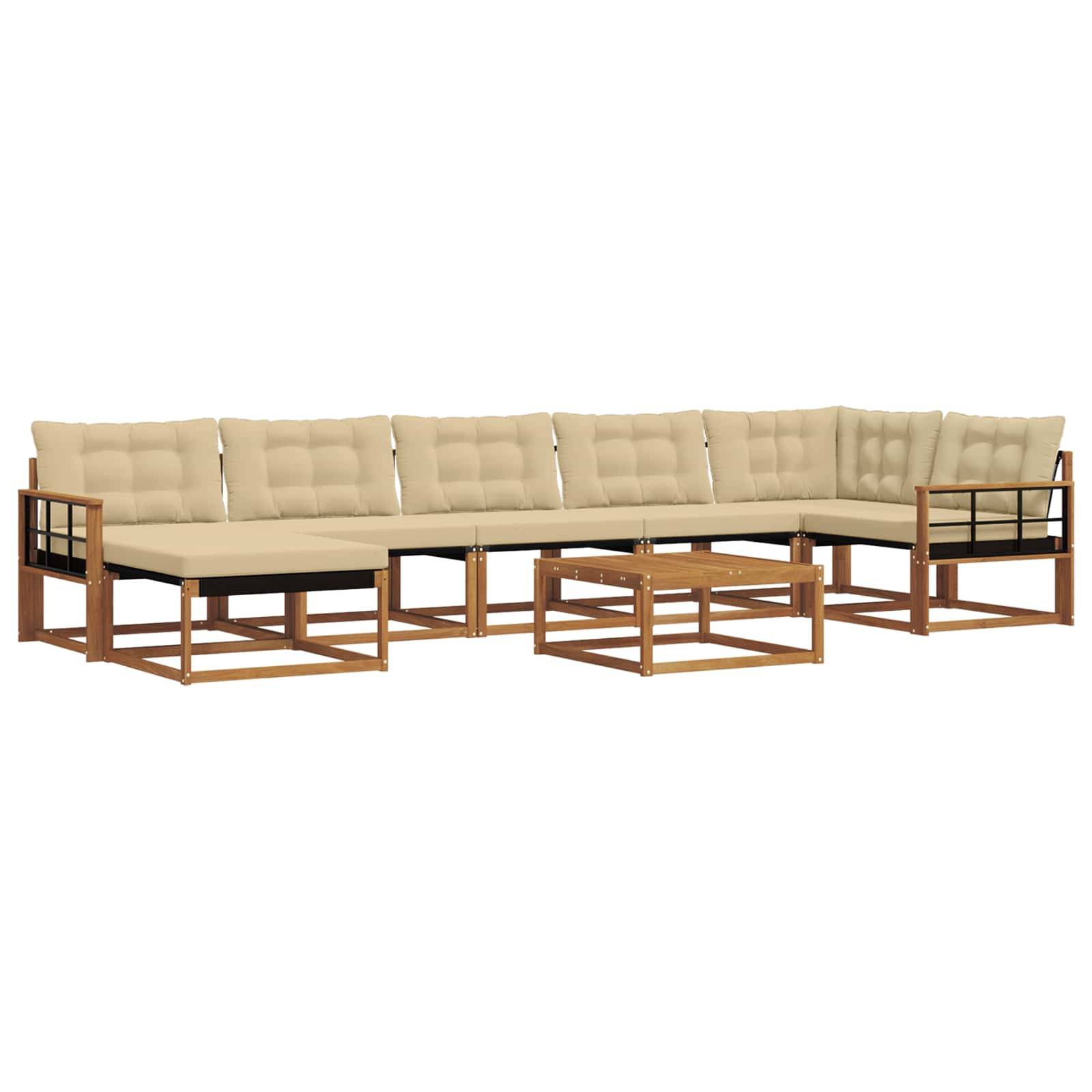 vidaXL Outdoor-Sofagarnitur 22 pcs Natur und Beige Massivholz Akazie