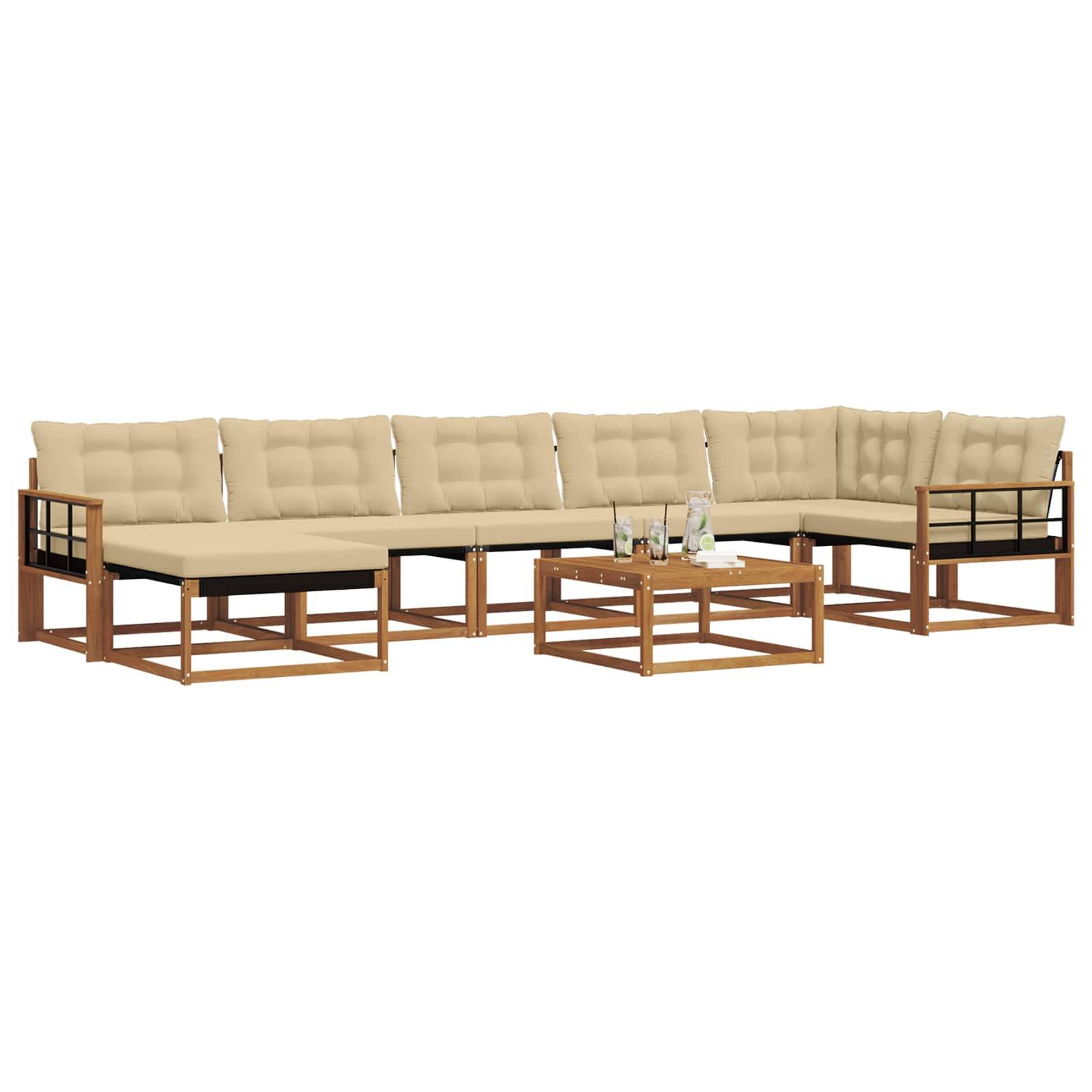 vidaXL Outdoor-Sofagarnitur 22 pcs Natur und Beige Massivholz Akazie