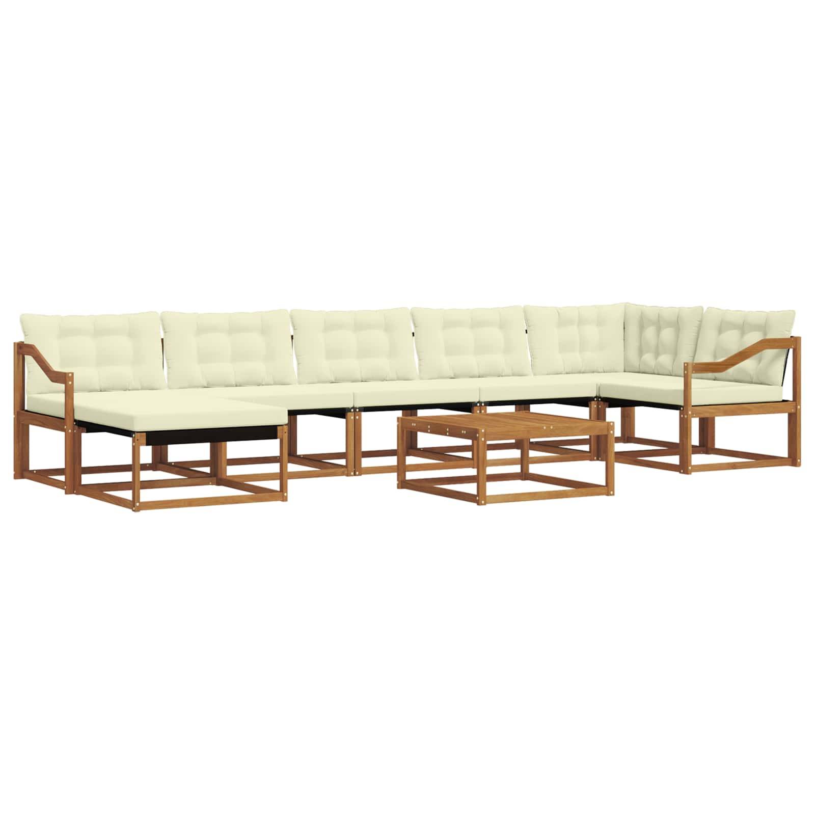 vidaXL Outdoor-Sofagarnitur 22 pcs Natur und Creme Massivholz Akazie