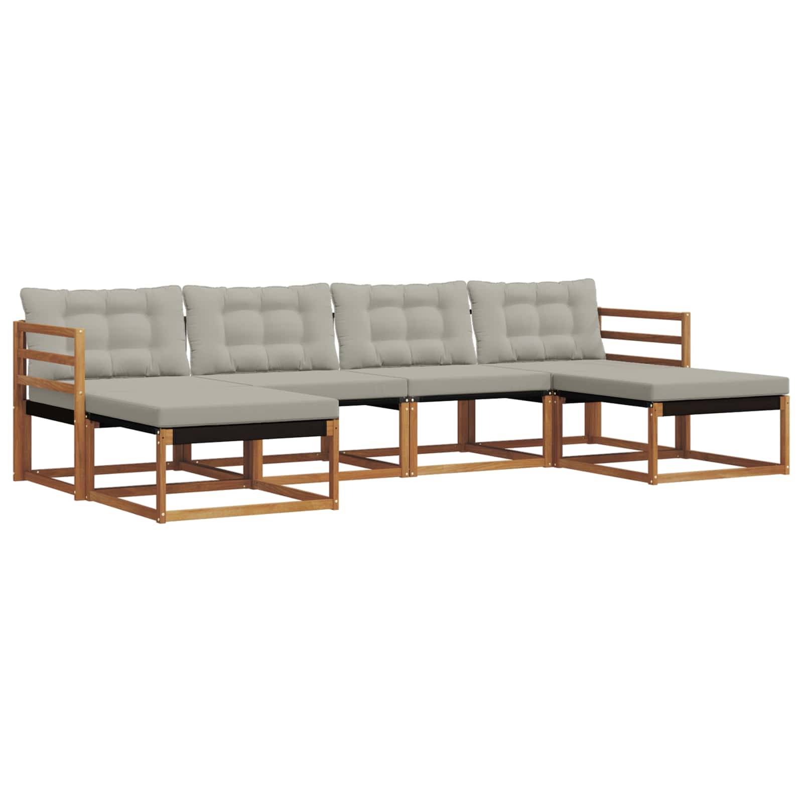 vidaXL Outdoor-Sofagarnitur mit Kissen 6 pcs Natürlich und Hellgrau