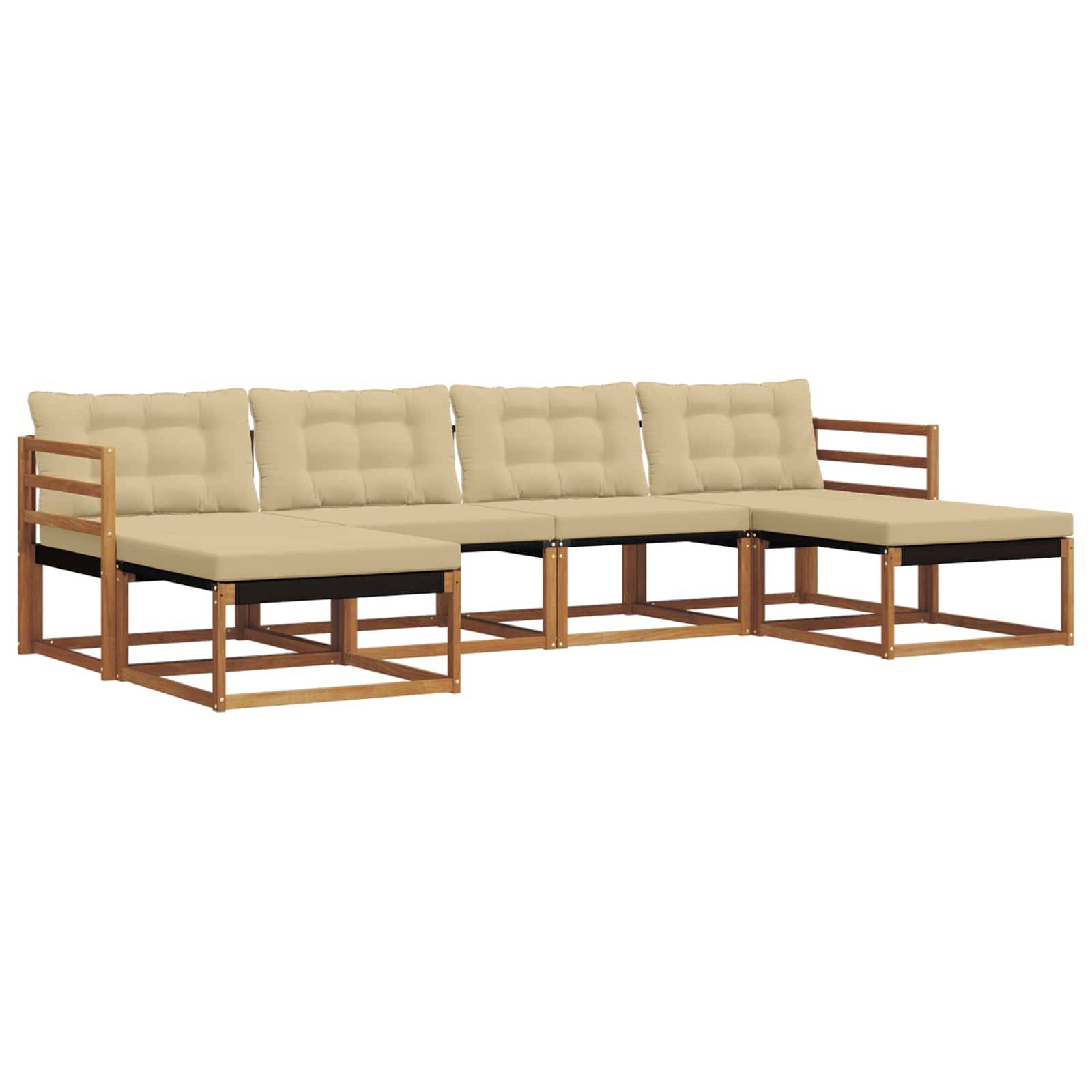 vidaXL Outdoor-Sofagarnitur mit Kissen 6 pcs Natur und Beige