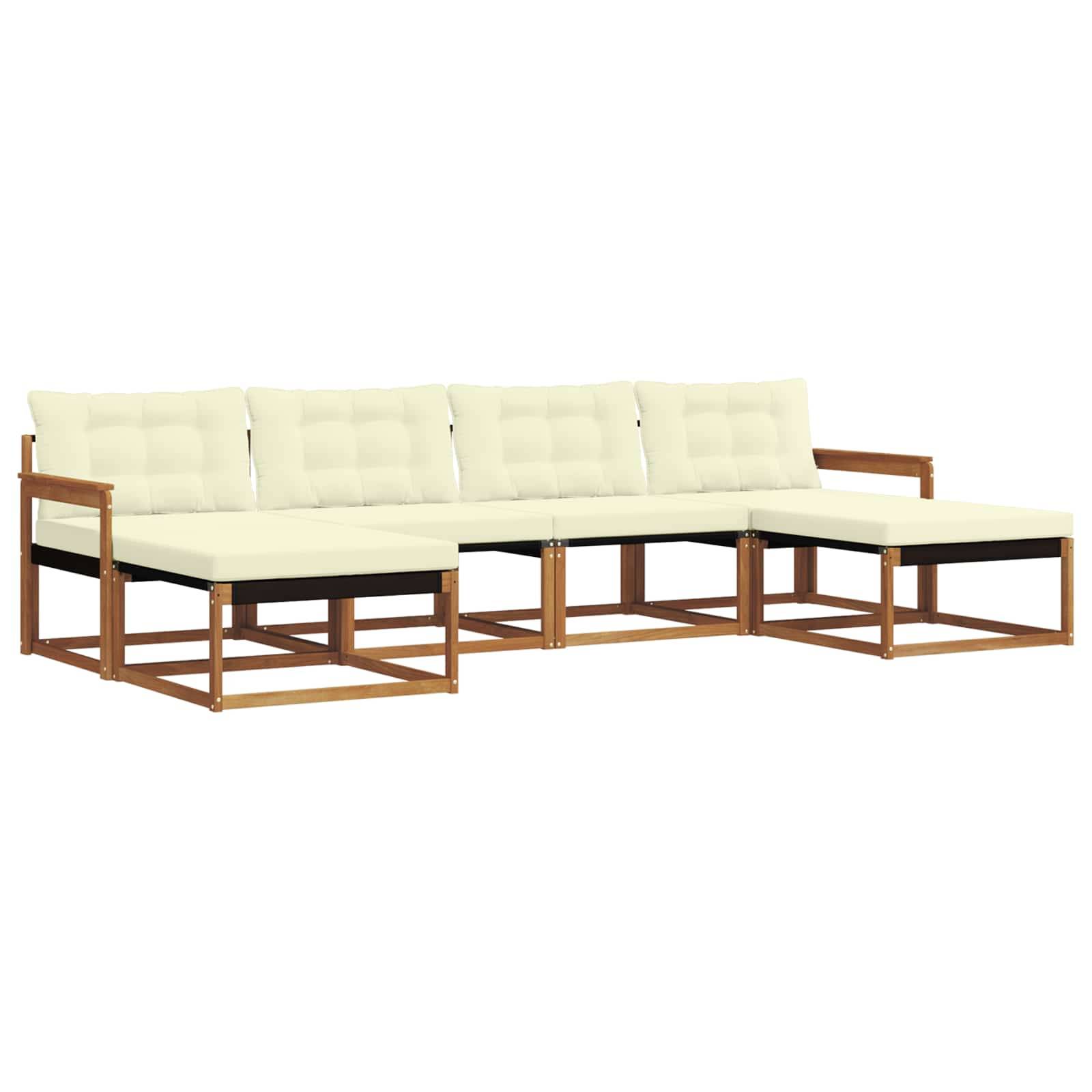 vidaXL Outdoor-Sofagarnitur mit Kissen 6 pcs Natur und Creme