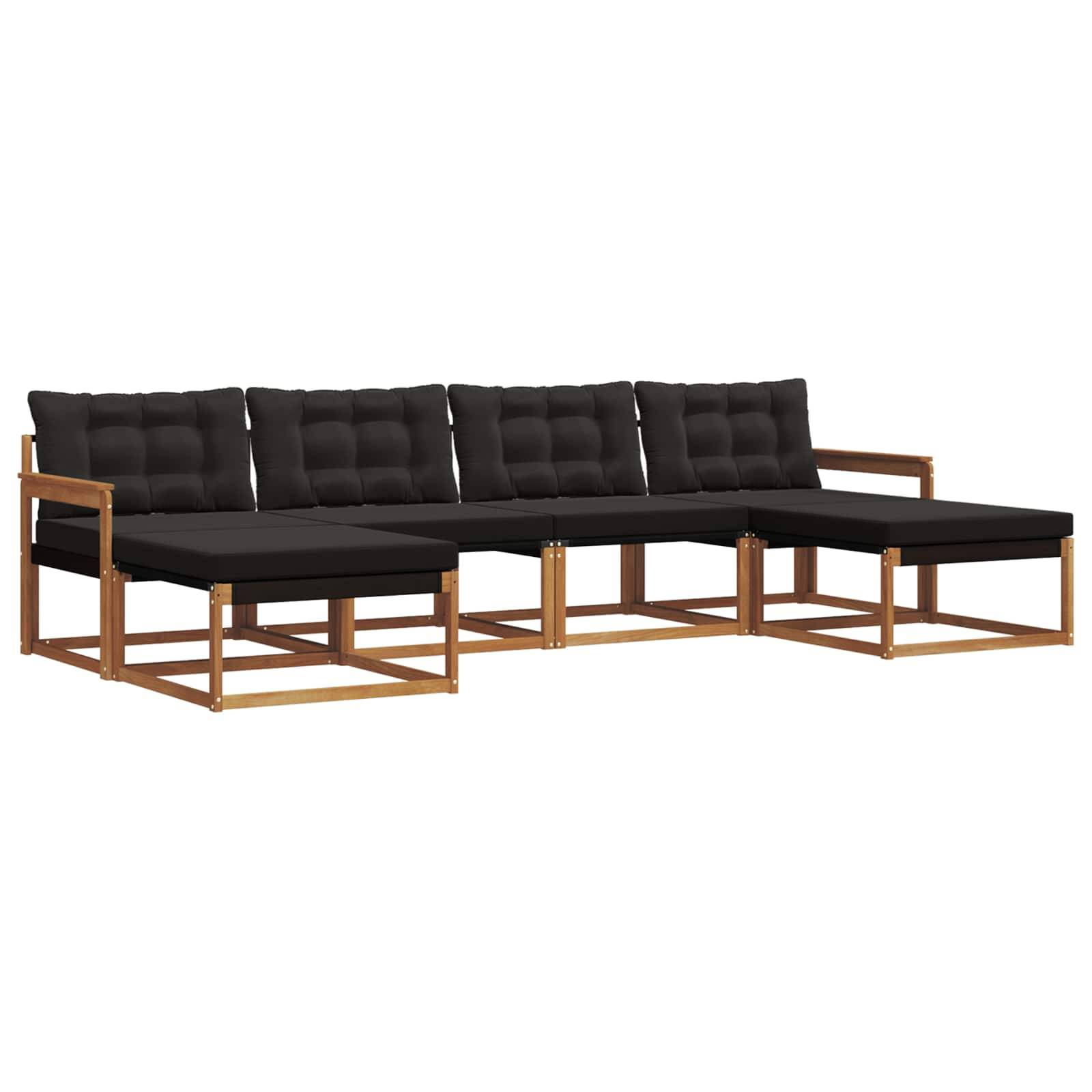 vidaXL Outdoor-Sofagarnitur mit Kissen 6 pcs Natürlich und Schwarz