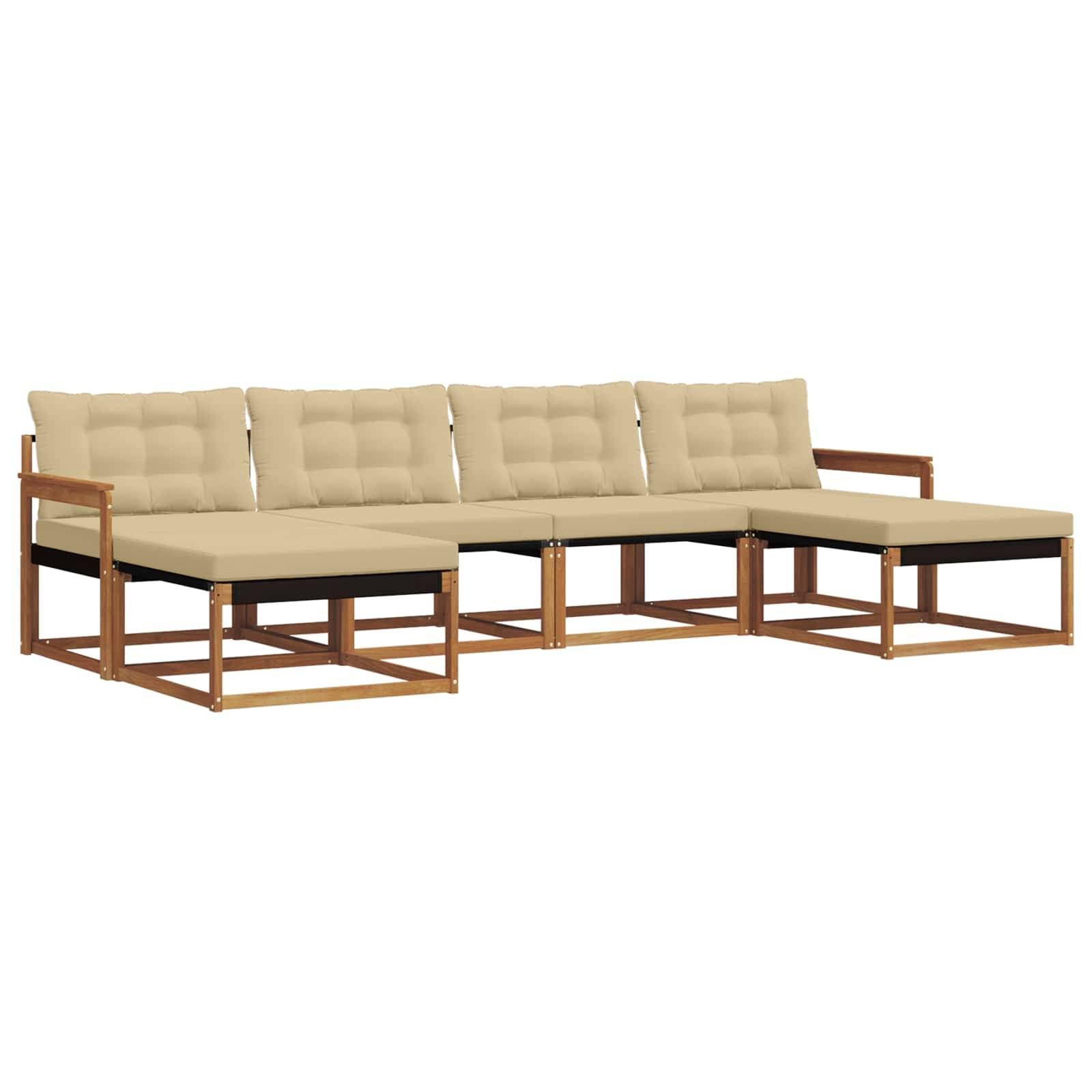 vidaXL Outdoor-Sofagarnitur mit Kissen 6 pcs Natur und Beige