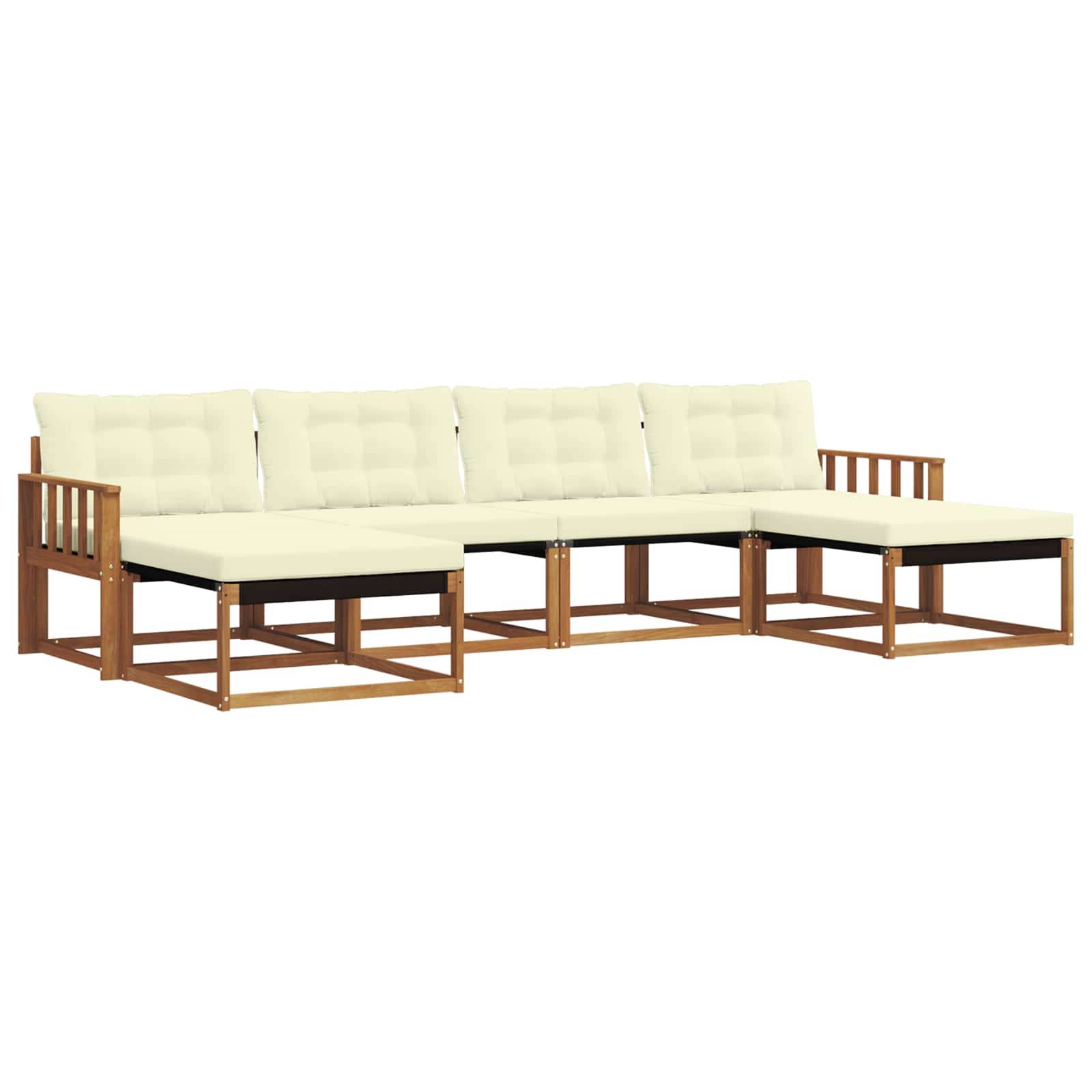 vidaXL Outdoor-Sofagarnitur mit Kissen 6 pcs Natur und Creme