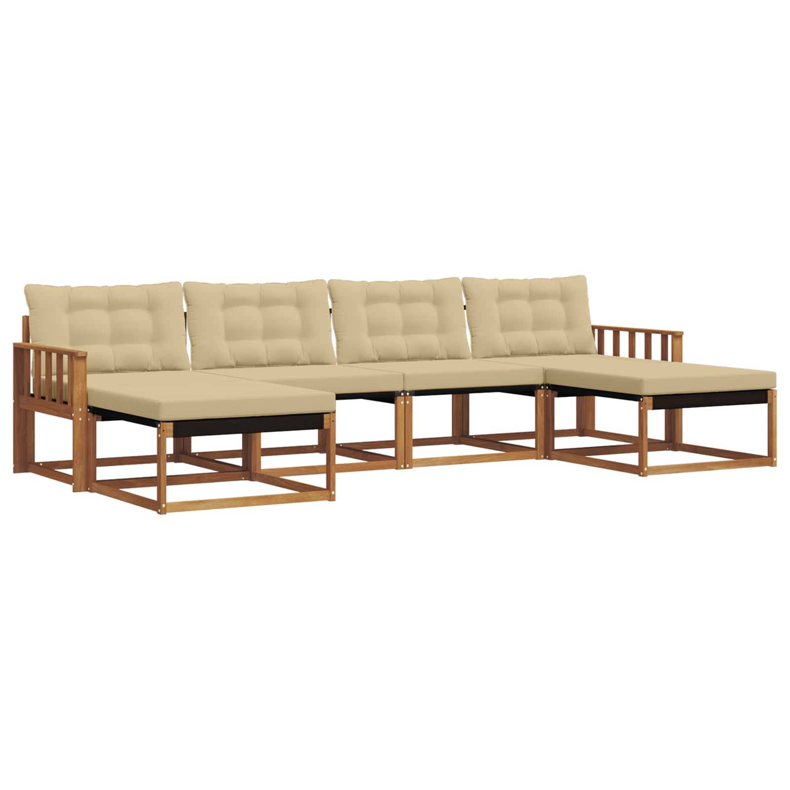 vidaXL Outdoor-Sofagarnitur mit Kissen 6 pcs Natur und Beige