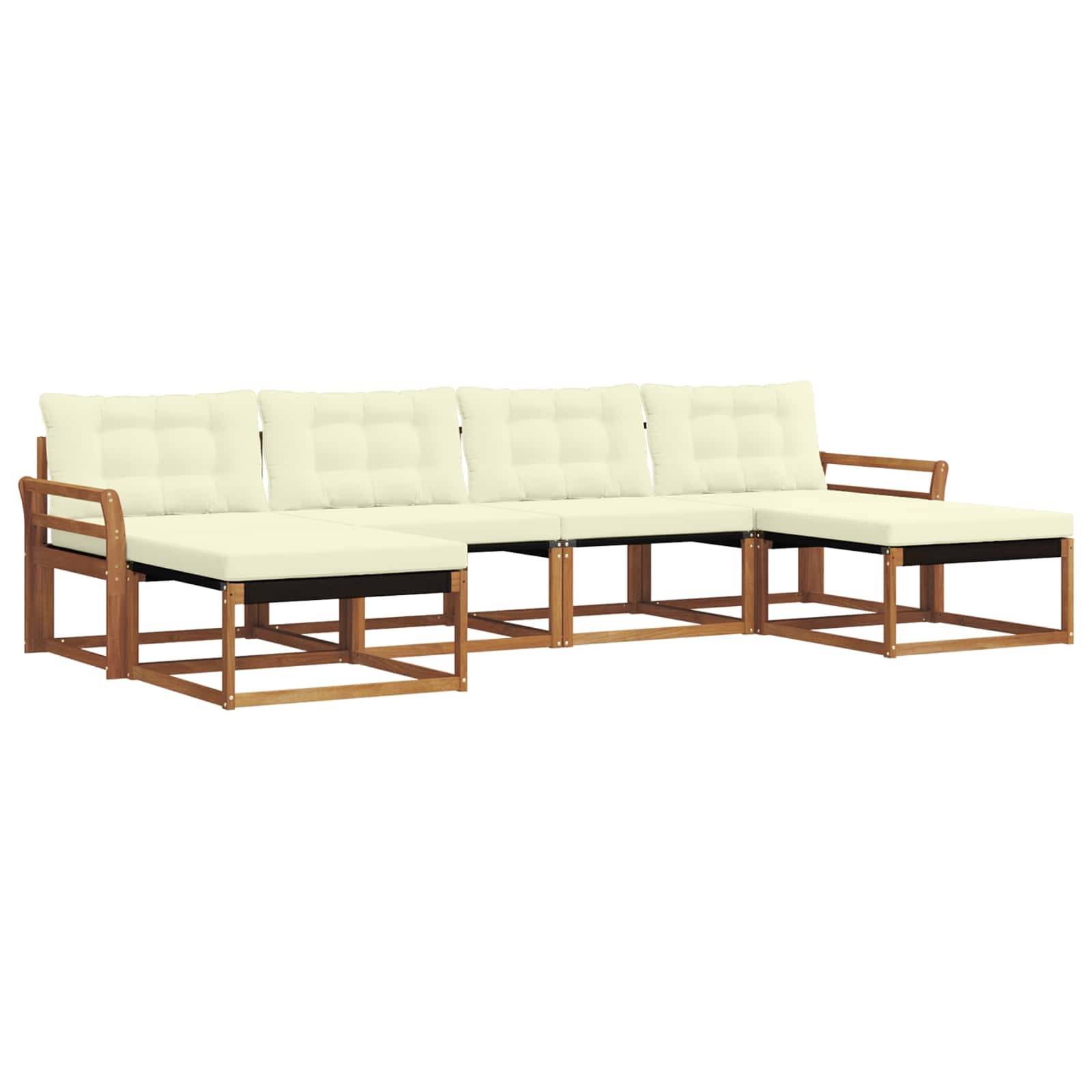 vidaXL Outdoor-Sofagarnitur mit Kissen 6 pcs Natur und Creme