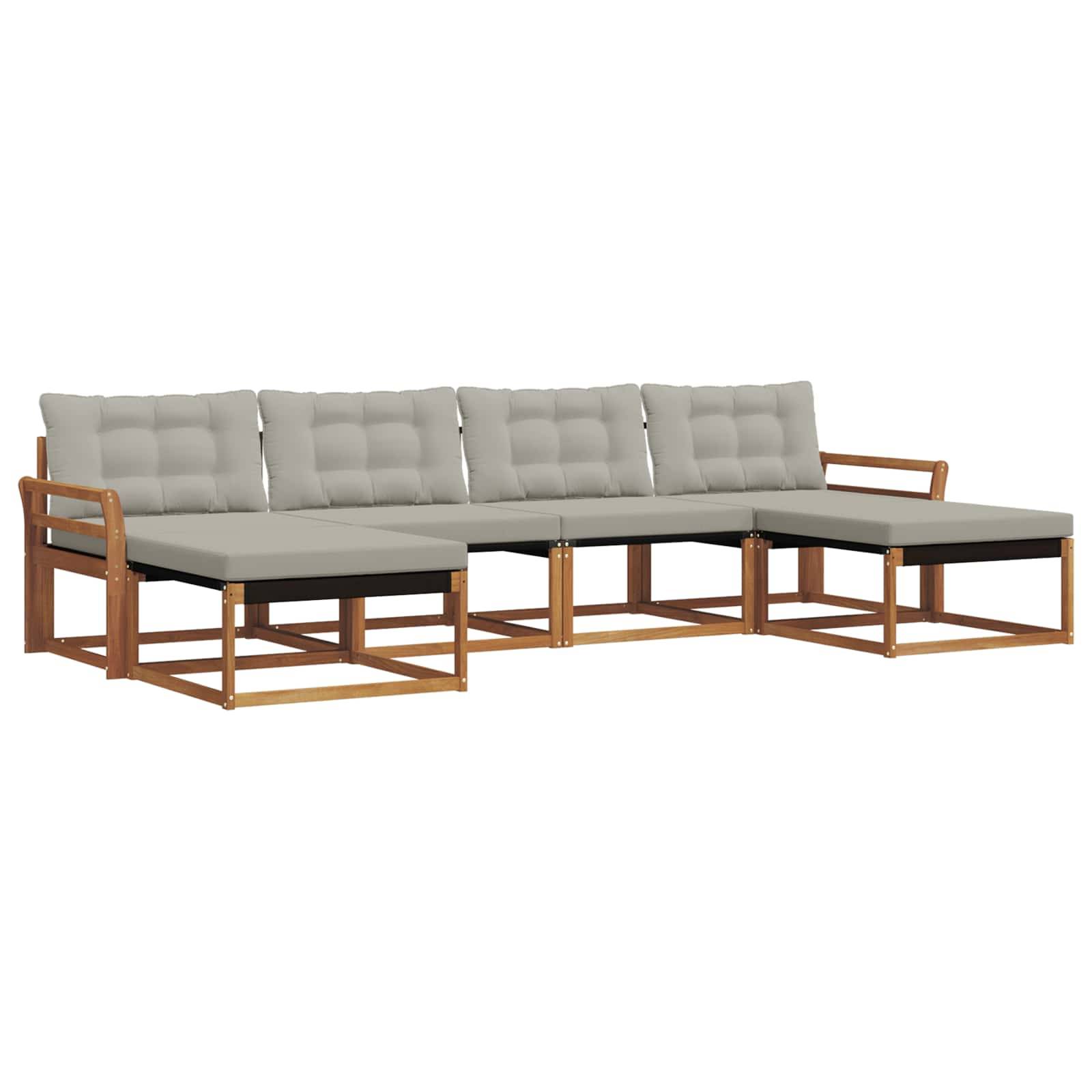 vidaXL Outdoor-Sofagarnitur mit Kissen 6 pcs Natürlich und Hellgrau