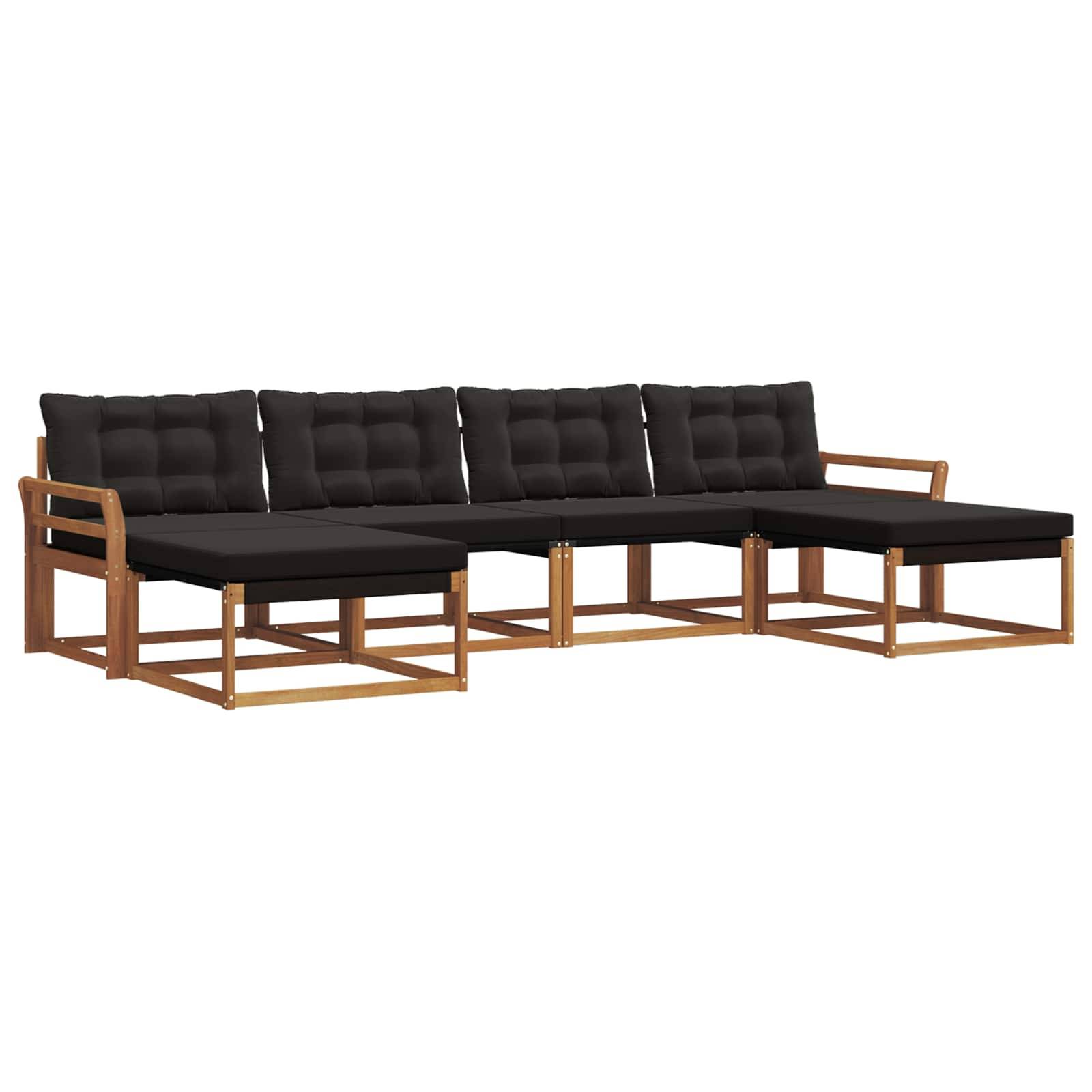vidaXL Outdoor-Sofagarnitur mit Kissen 6 pcs Natürlich und Schwarz
