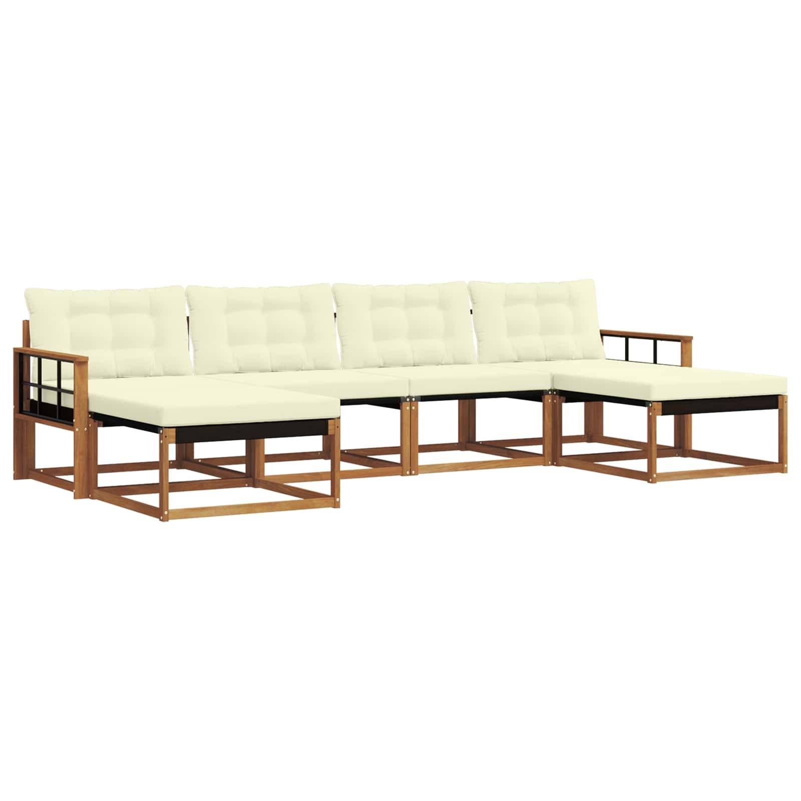 vidaXL Outdoor-Sofagarnitur mit Kissen 6 pcs Natur und Creme
