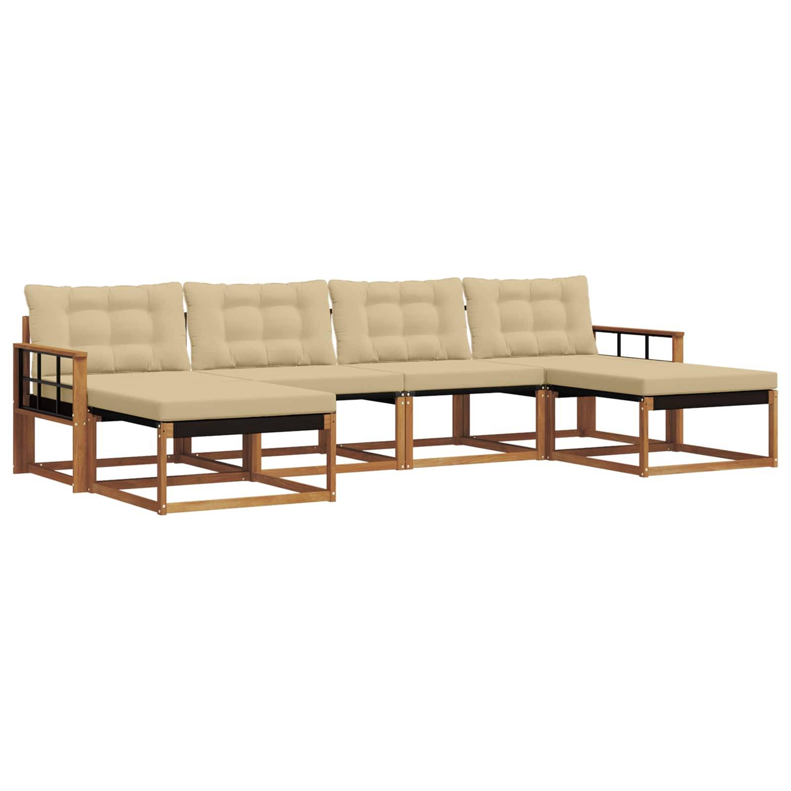 vidaXL Outdoor-Sofagarnitur mit Kissen 6 pcs Natur und Beige