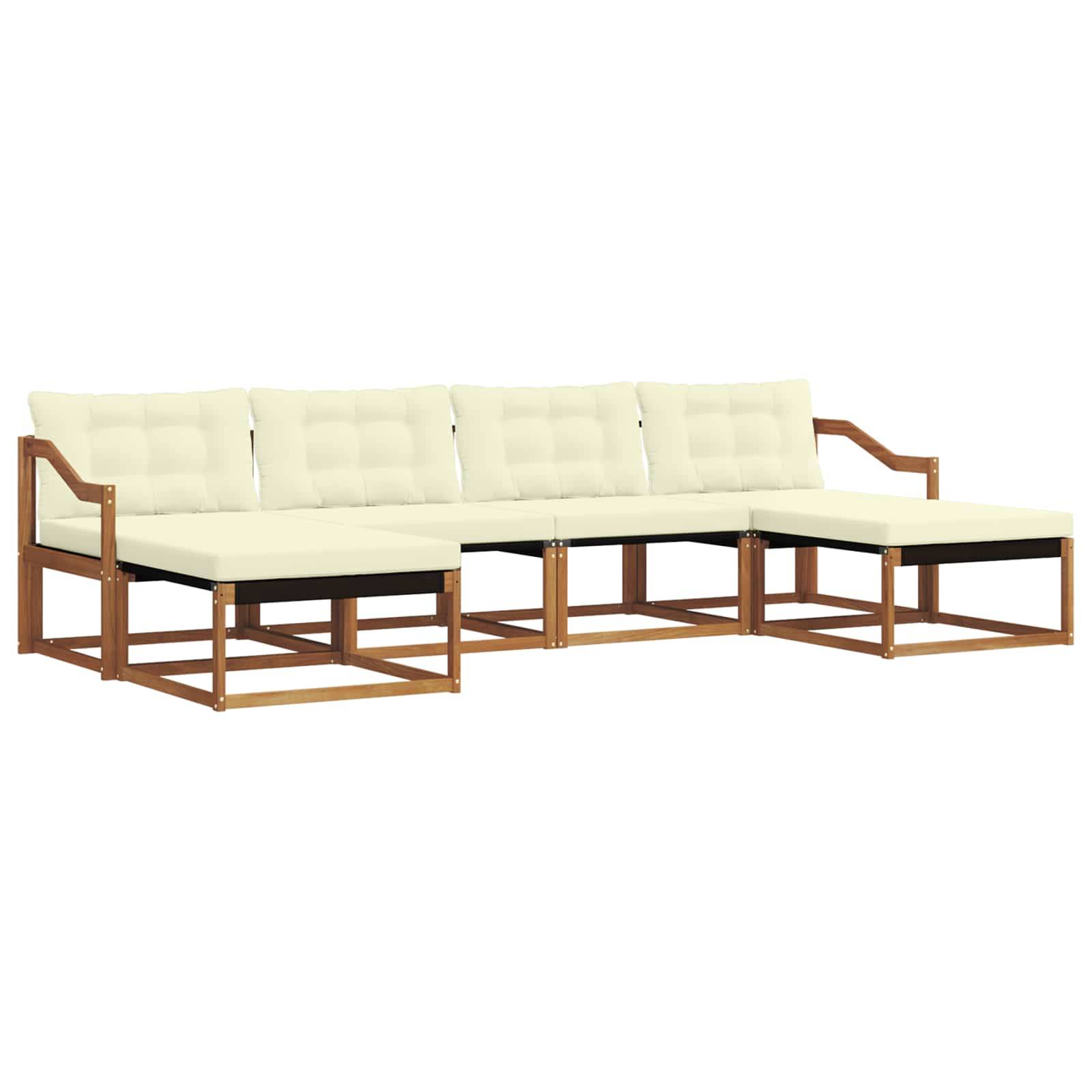 vidaXL Outdoor-Sofagarnitur mit Kissen 6 pcs Natur und Creme