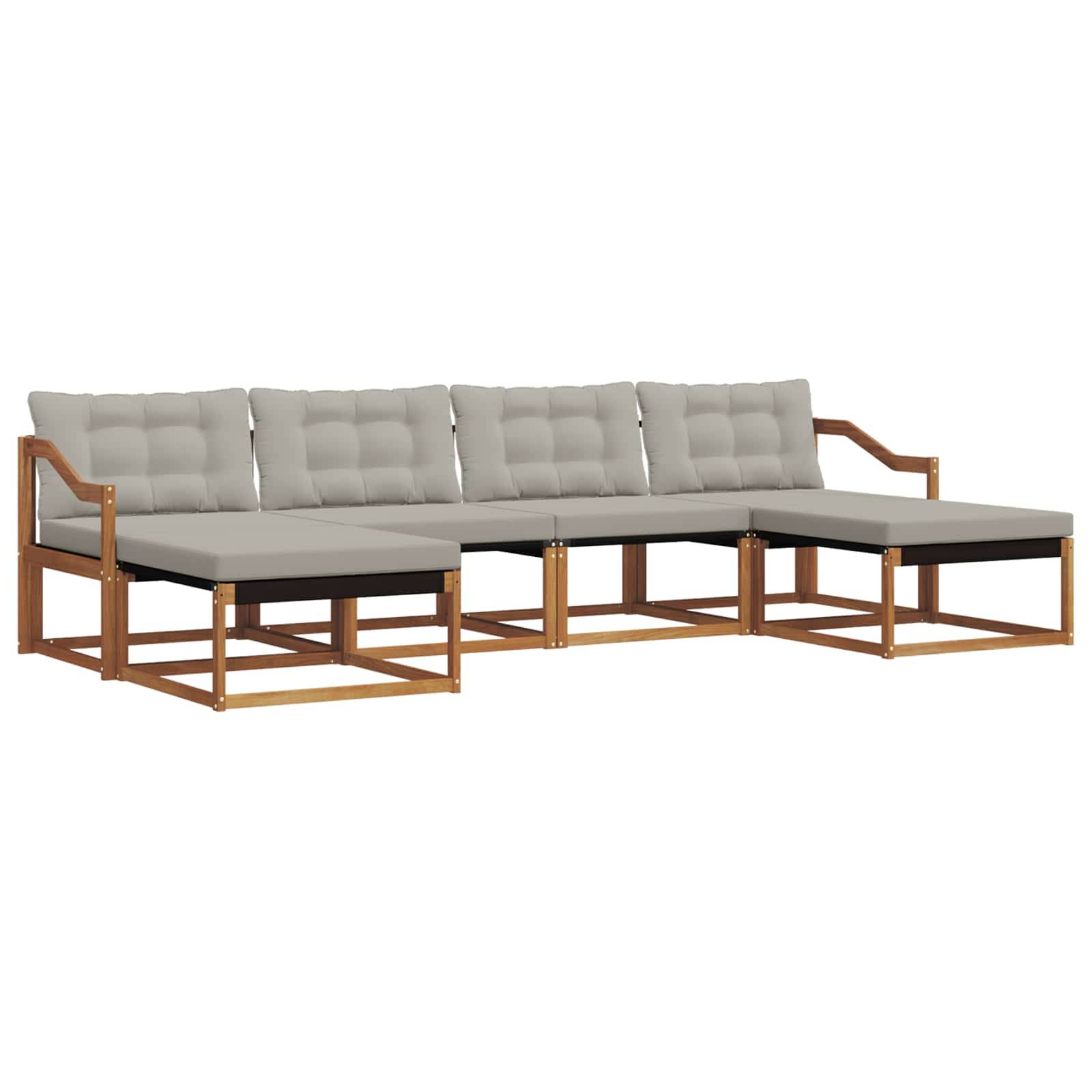 vidaXL Outdoor-Sofagarnitur mit Kissen 6 pcs Natürlich und Hellgrau