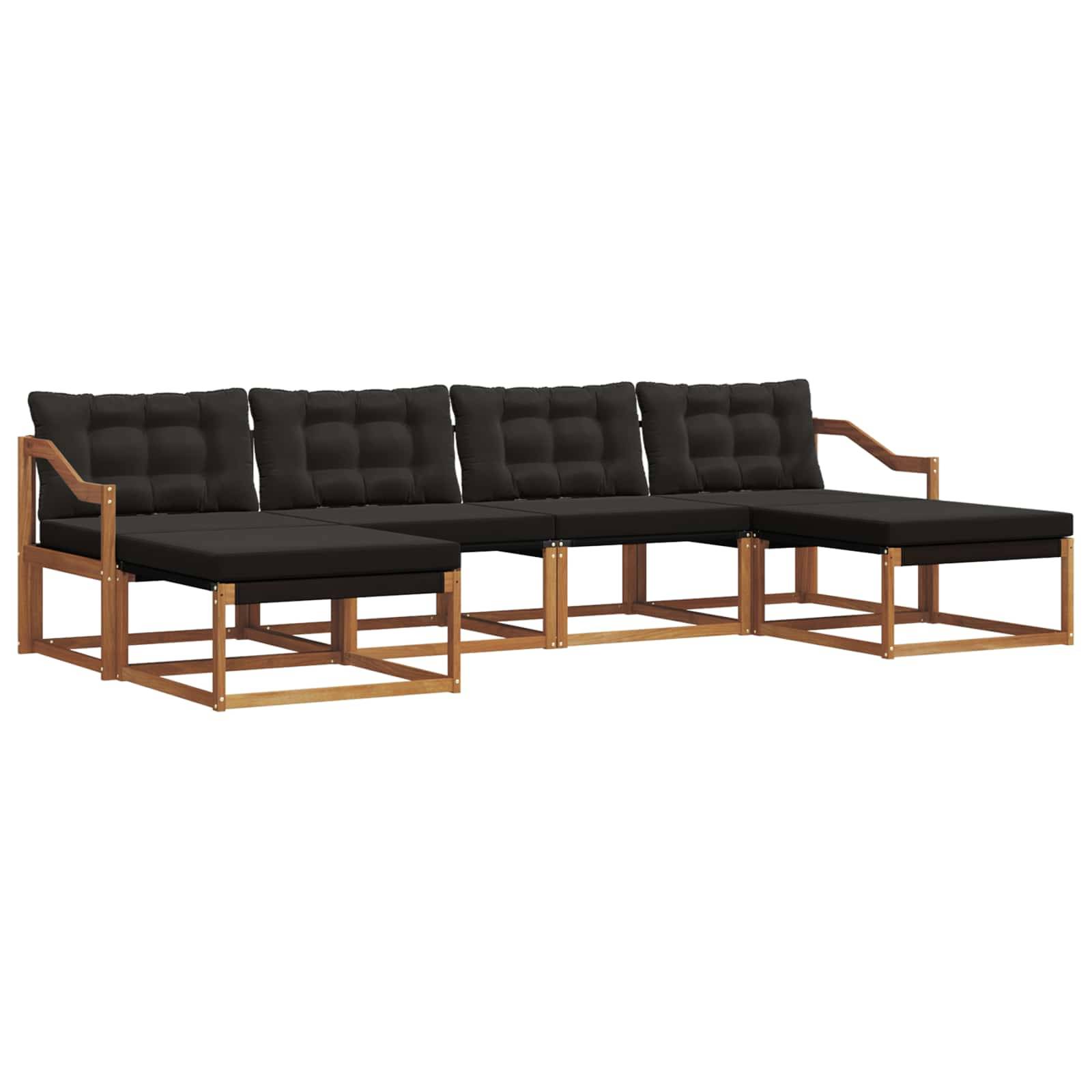 vidaXL Outdoor-Sofagarnitur mit Kissen 6 pcs Natürlich und Schwarz