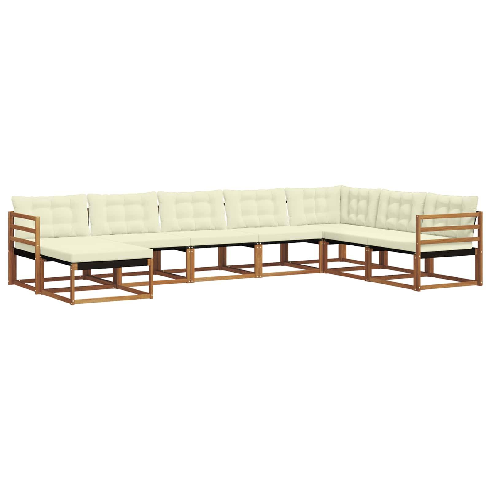 vidaXL Outdoor-Sofagarnitur 8 pcs Natur und Creme Massivholz Akazie