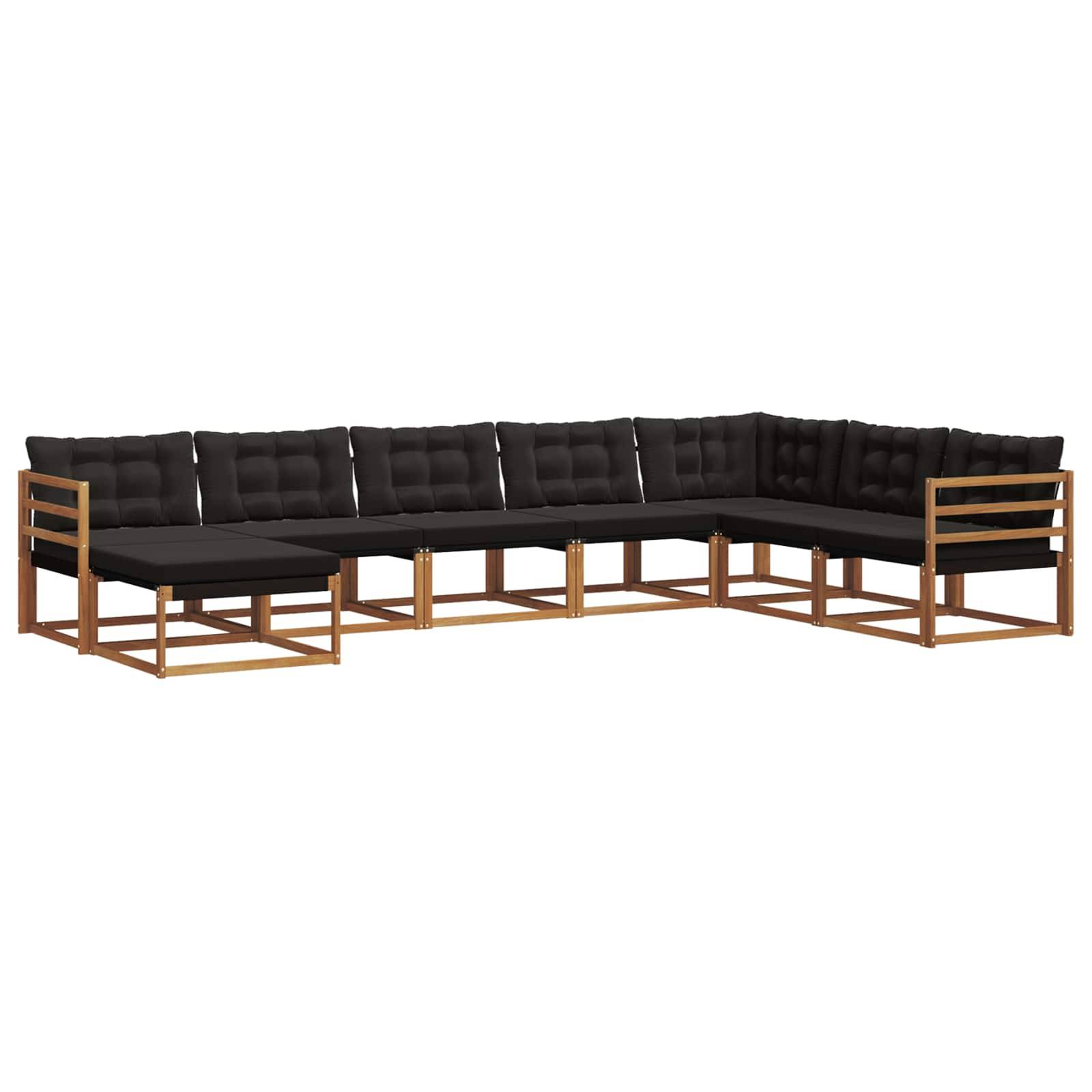 vidaXL Outdoor-Sofagarnitur mit Kissen 8 pcs Natürlich und Schwarz