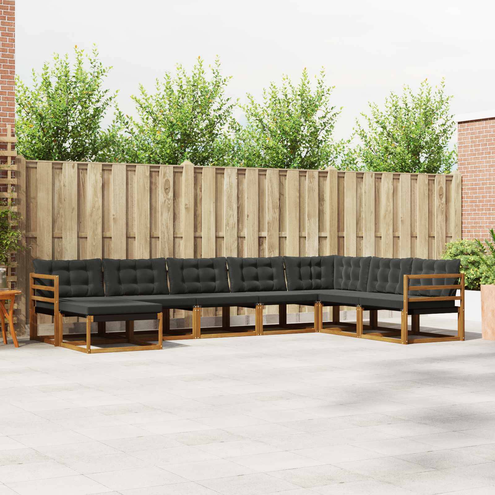 vidaXL Outdoor-Sofagarnitur mit Kissen 8 pcs Natürlich und Schwarz