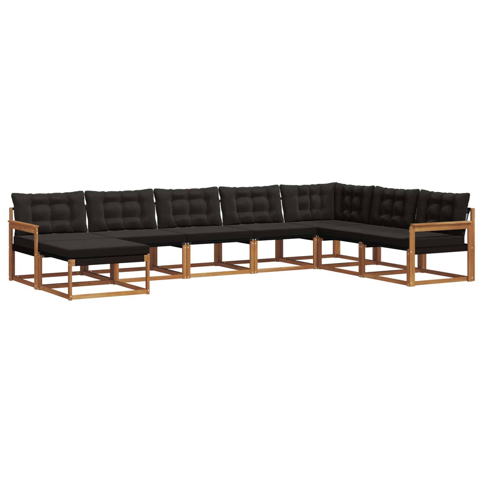 vidaXL Outdoor-Sofagarnitur mit Kissen 8 pcs Natürlich und Schwarz