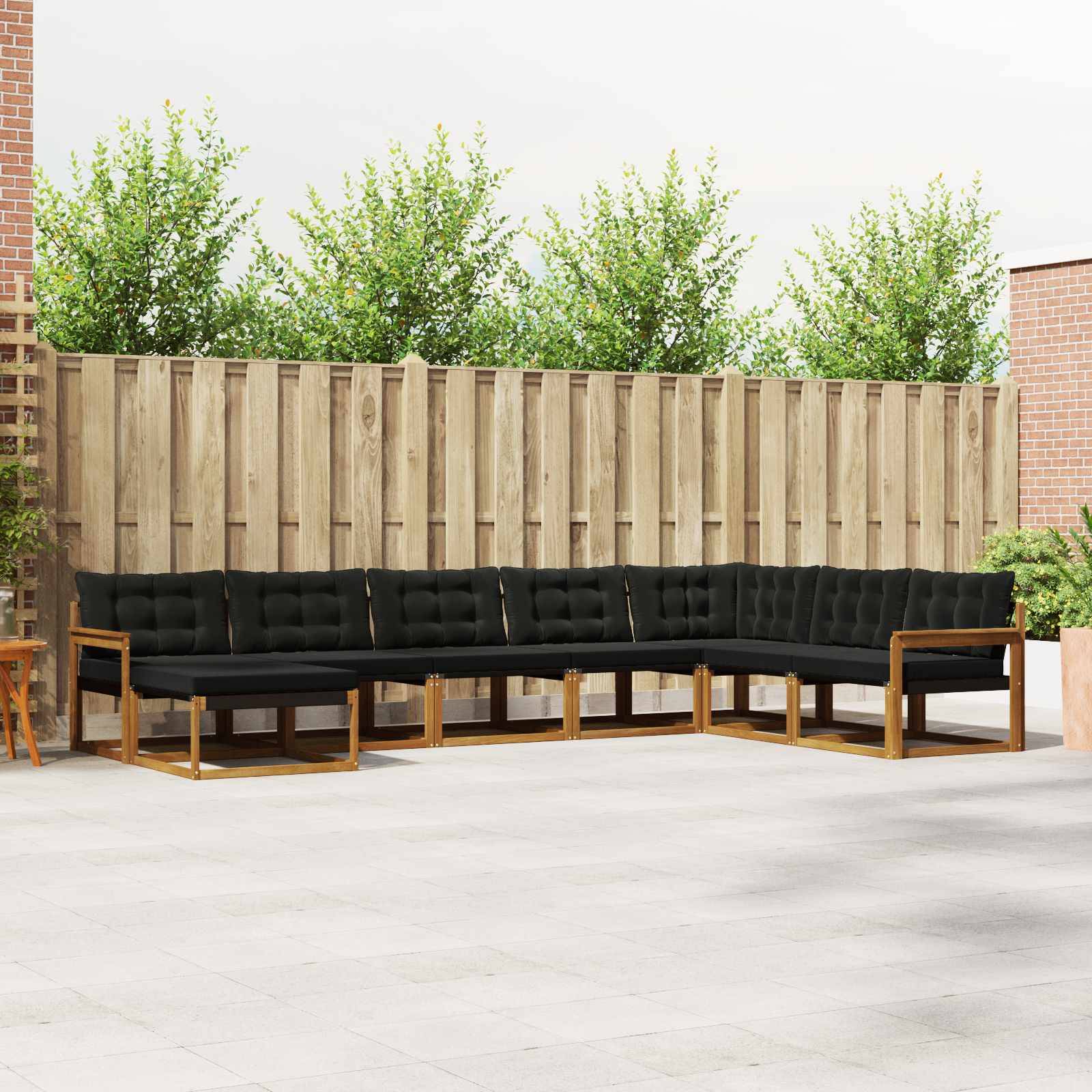 vidaXL Outdoor-Sofagarnitur mit Kissen 8 pcs Natürlich und Schwarz