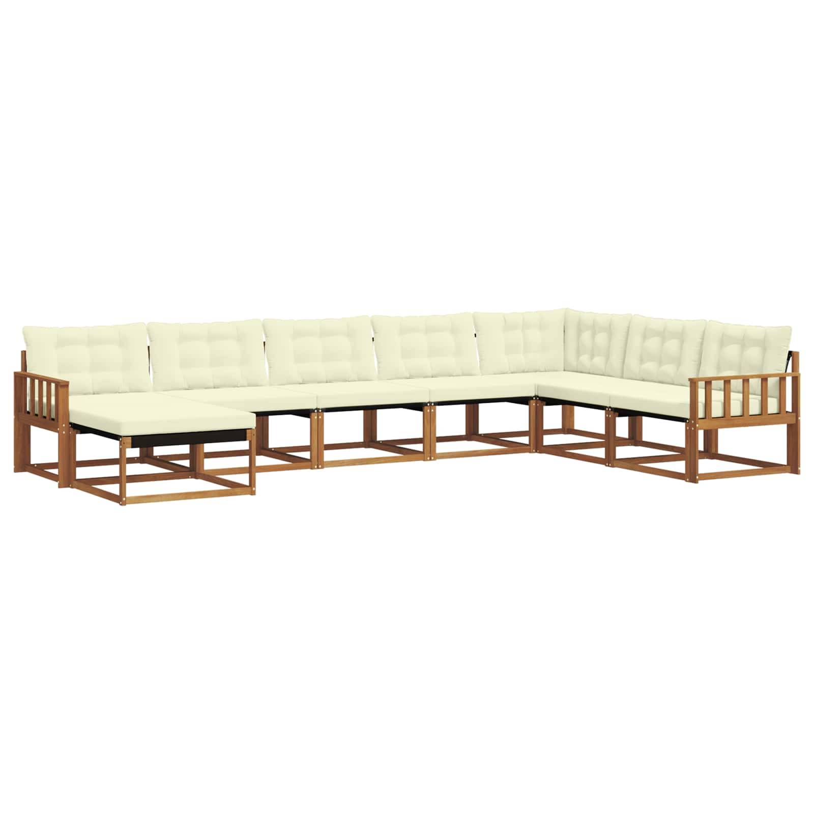 vidaXL Outdoor-Sofagarnitur 8 pcs Natur und Creme Massivholz Akazie