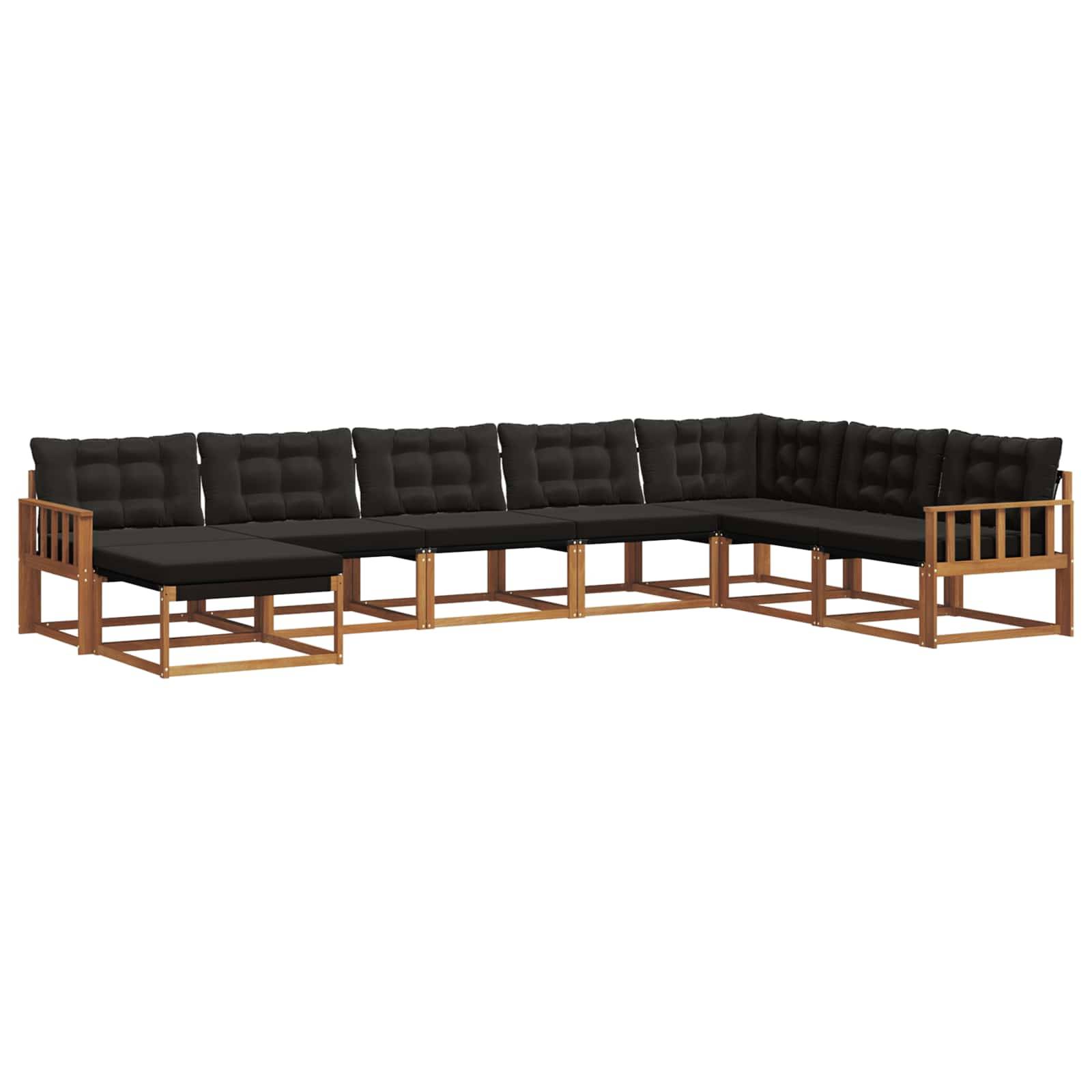 vidaXL Outdoor-Sofagarnitur mit Kissen 8 pcs Natürlich und Schwarz