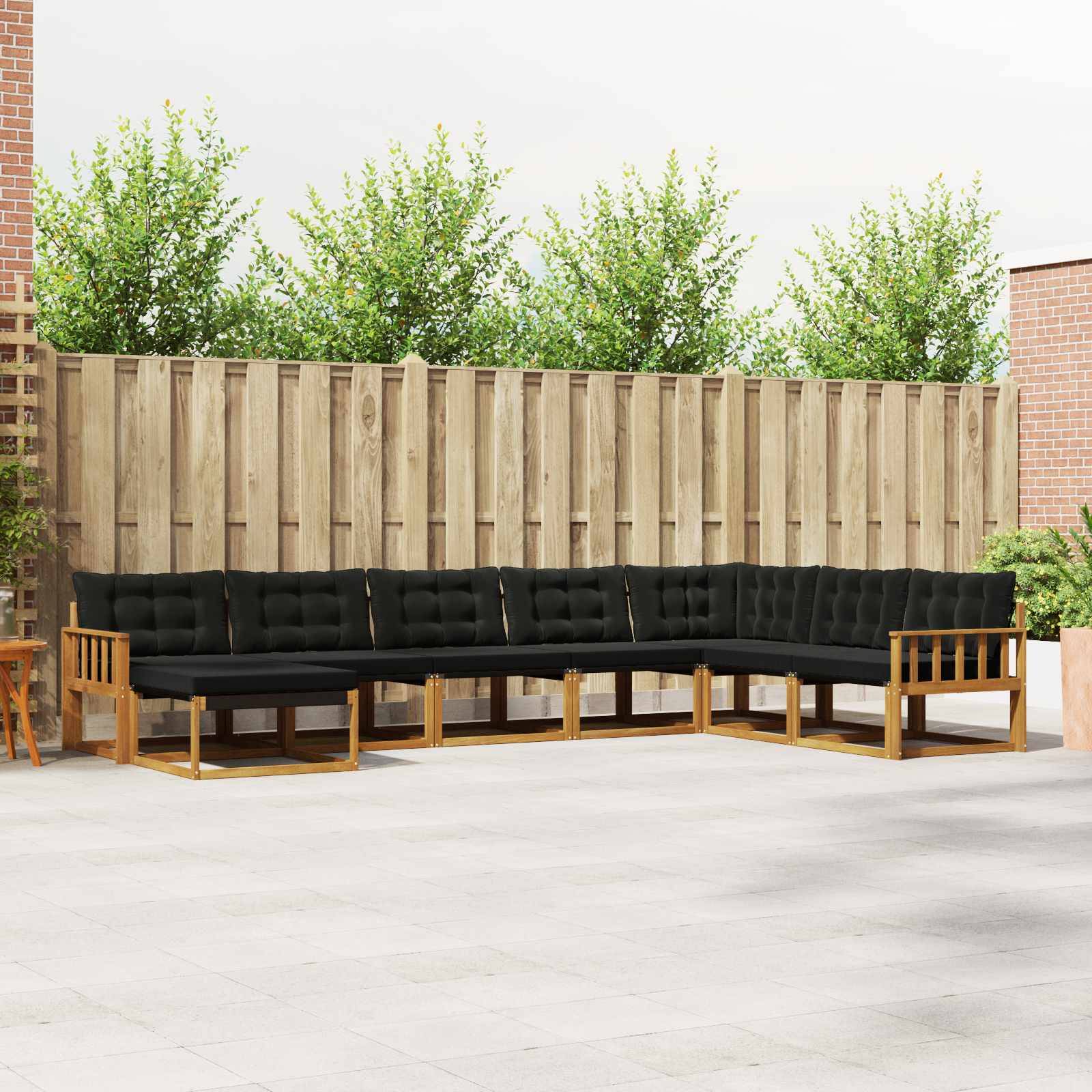 vidaXL Outdoor-Sofagarnitur mit Kissen 8 pcs Natürlich und Schwarz