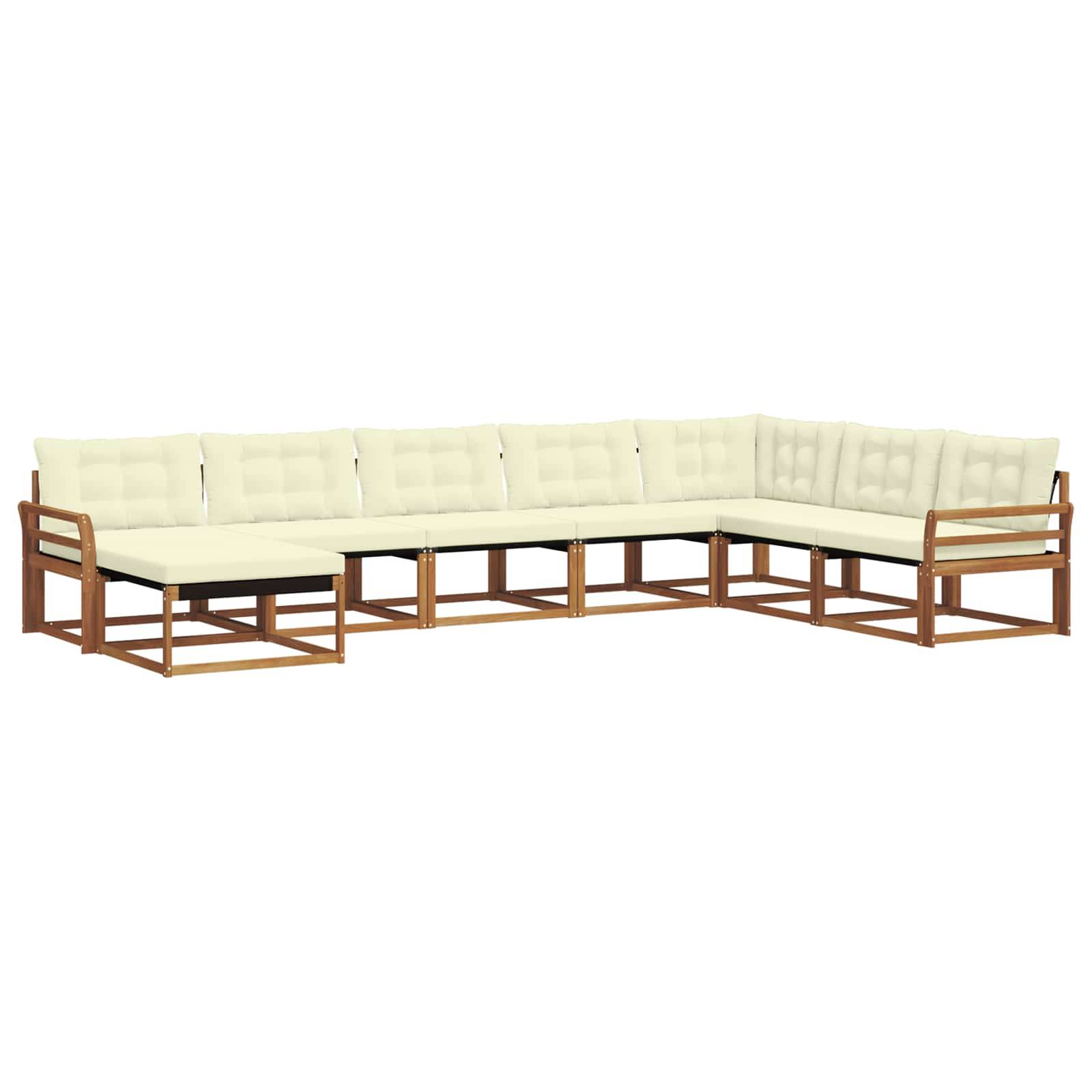 vidaXL Outdoor-Sofagarnitur 8 pcs Natur und Creme Massivholz Akazie