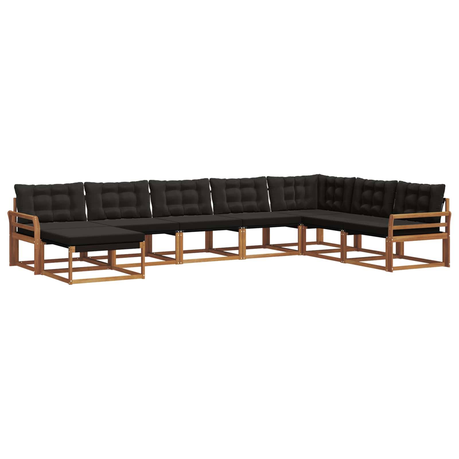 vidaXL Outdoor-Sofagarnitur mit Kissen 24 pcs Natürlich und Schwarz