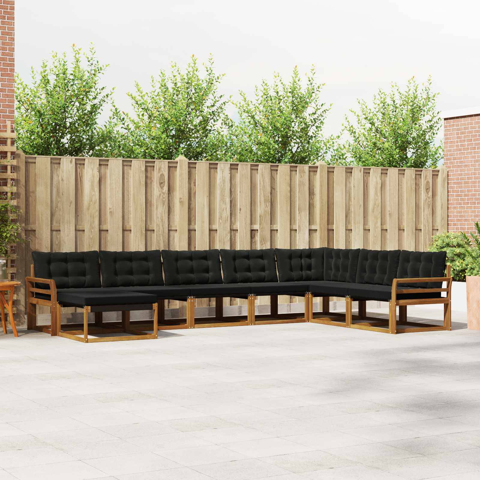vidaXL Outdoor-Sofagarnitur mit Kissen 24 pcs Natürlich und Schwarz