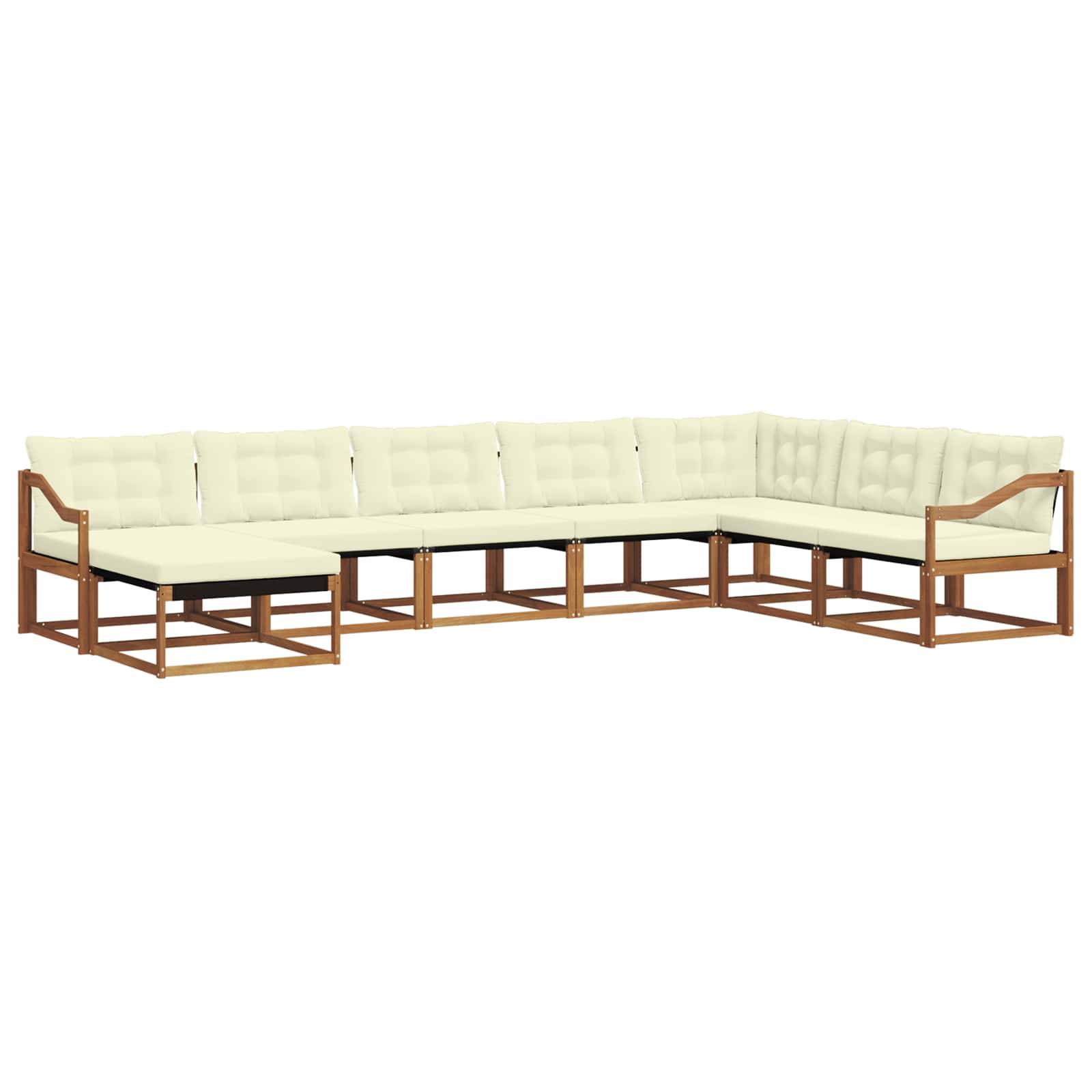 vidaXL Outdoor-Sofagarnitur 8 pcs Natur und Creme Massivholz Akazie