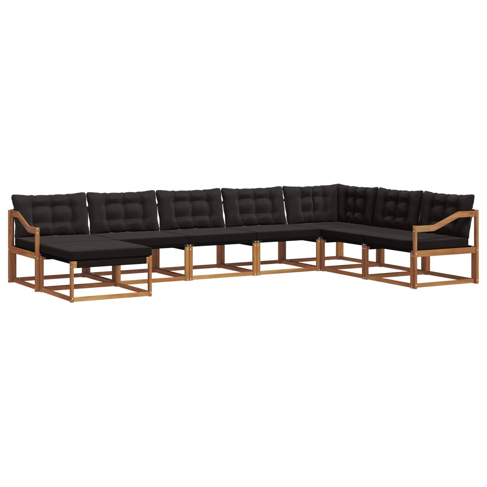 vidaXL Outdoor-Sofagarnitur mit Kissen 8 pcs Natürlich und Schwarz