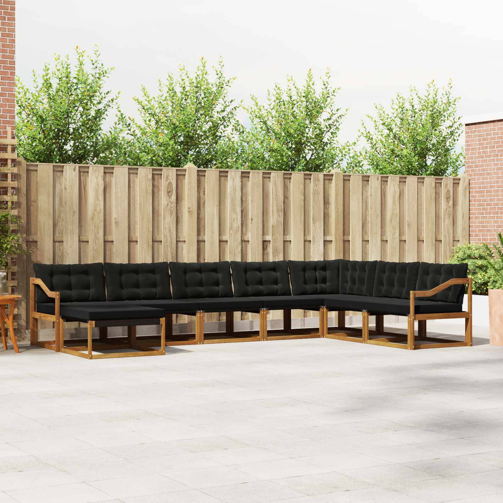 vidaXL Outdoor-Sofagarnitur mit Kissen 8 pcs Natürlich und Schwarz