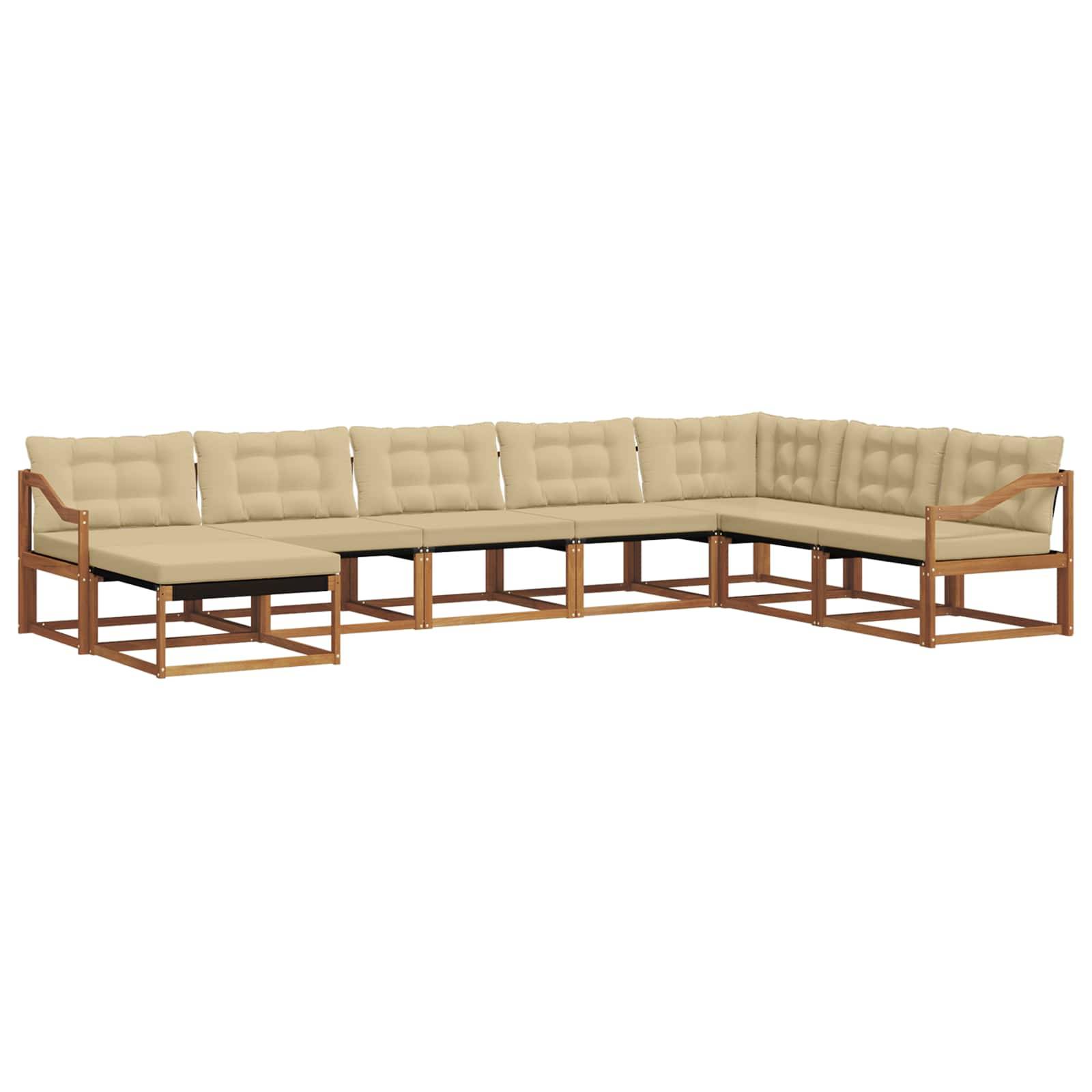 vidaXL Outdoor-Sofagarnitur 8 pcs Natur und Beige Massivholz Akazie