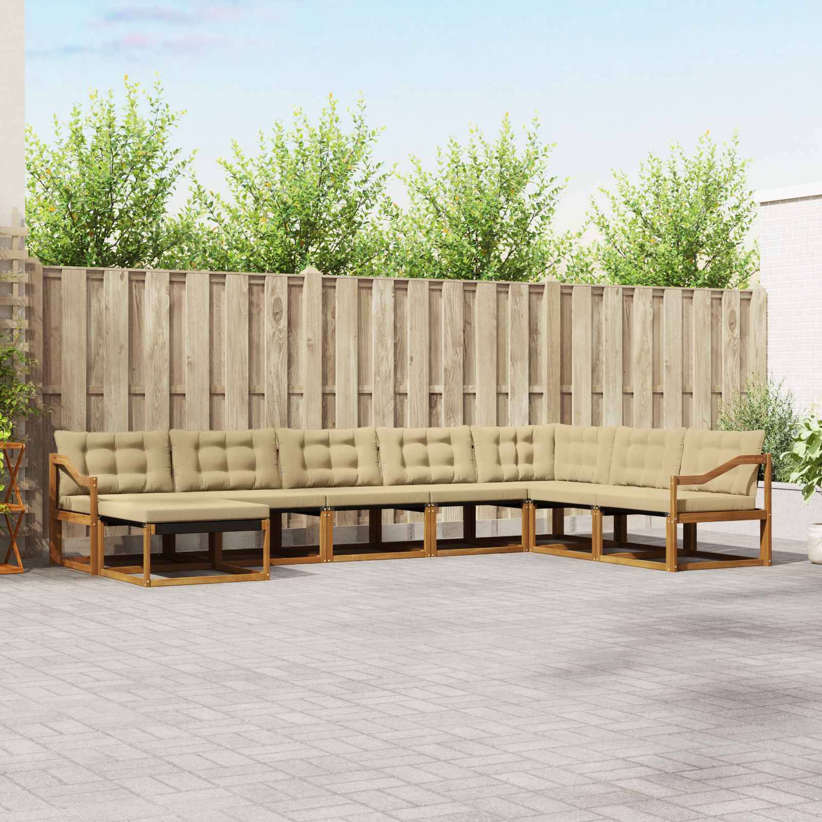 vidaXL Outdoor-Sofagarnitur 8 pcs Natur und Beige Massivholz Akazie