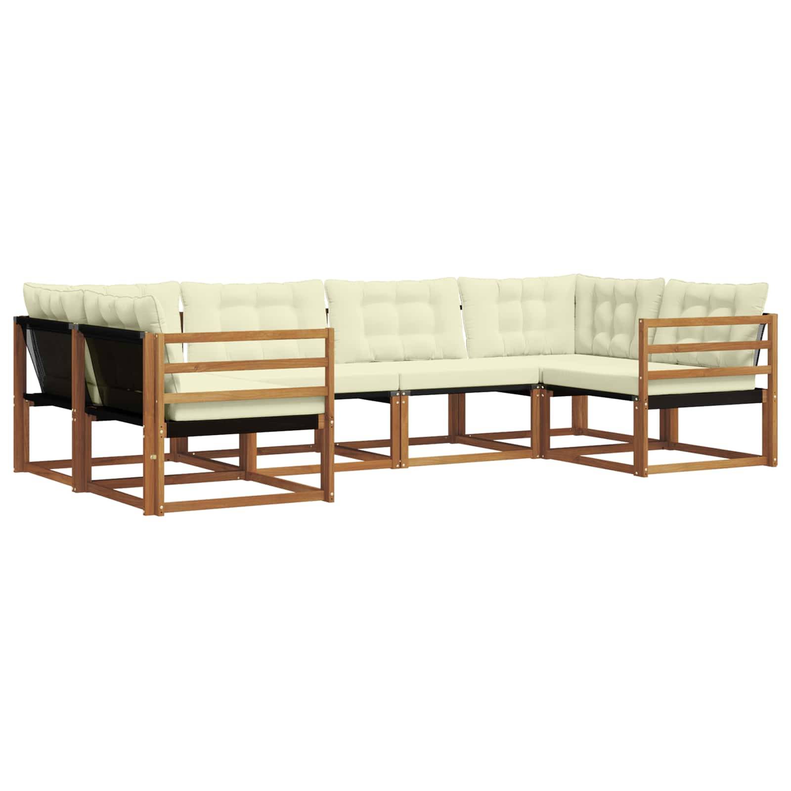 vidaXL Outdoor-Sofagarnitur mit Kissen 6 pcs Natur und Creme