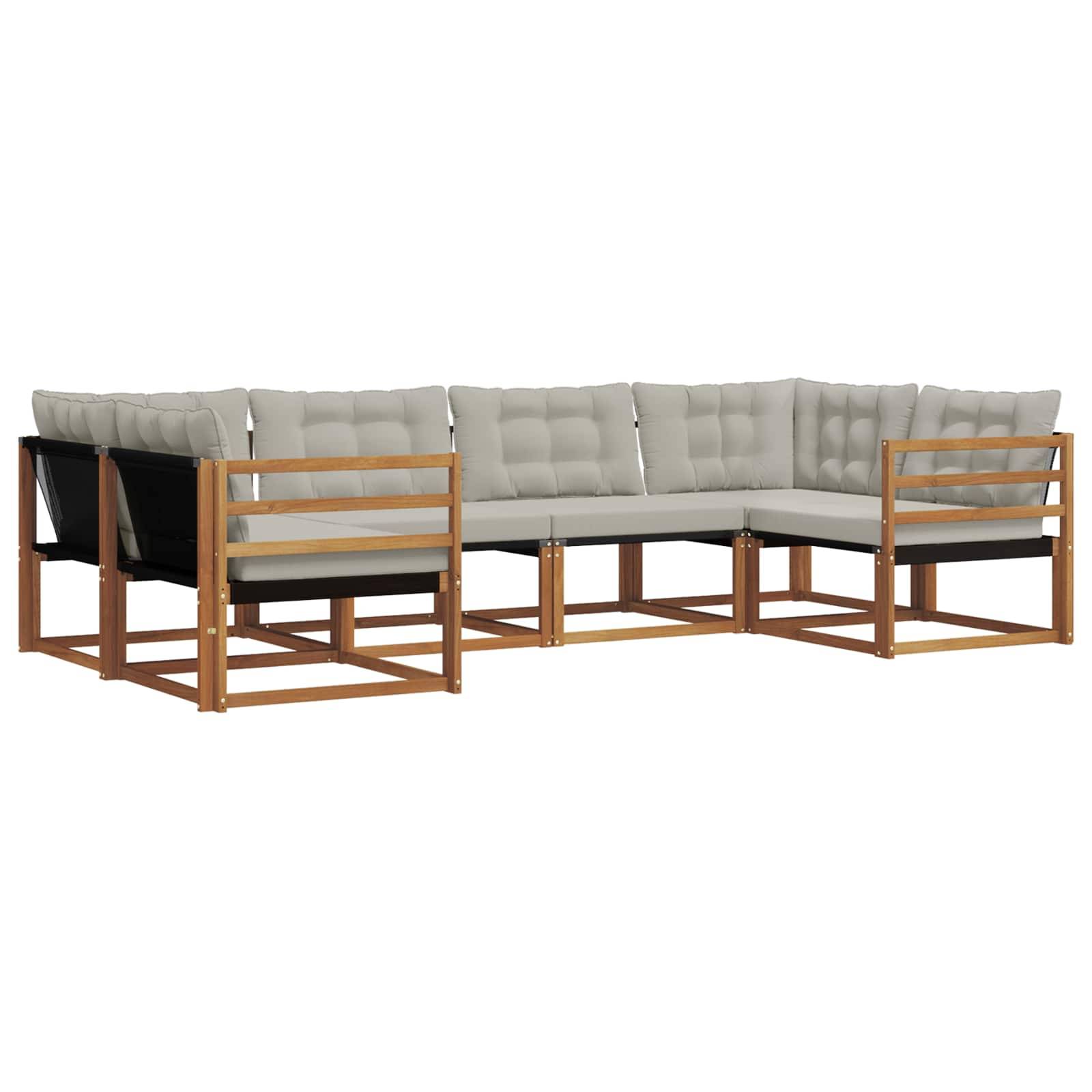 vidaXL Outdoor-Sofagarnitur mit Kissen 6 pcs Natürlich und Hellgrau