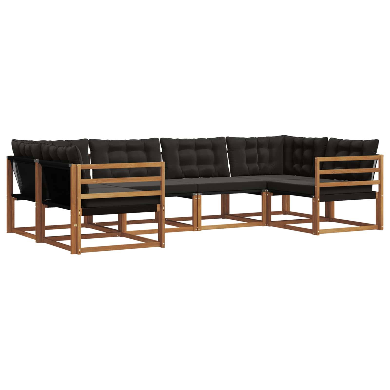 vidaXL Outdoor-Sofagarnitur mit Kissen 6 pcs Natürlich und Schwarz