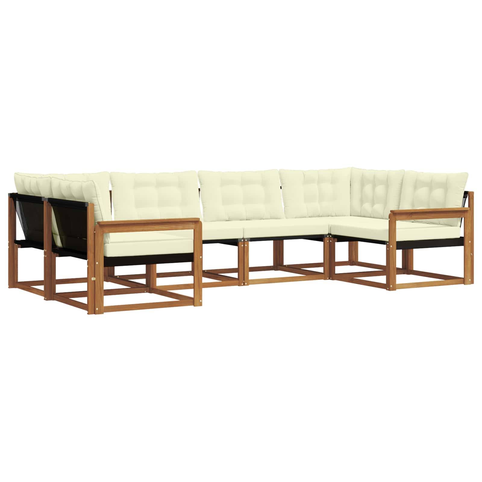 vidaXL Outdoor-Sofagarnitur mit Kissen 6 pcs Natur und Creme