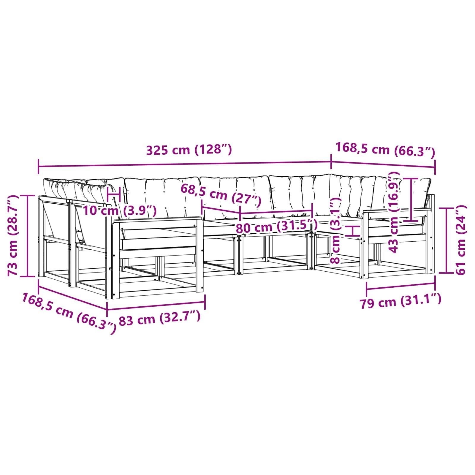 vidaXL Outdoor-Sofagarnitur mit Kissen 6 pcs Weiß und Hellgrau