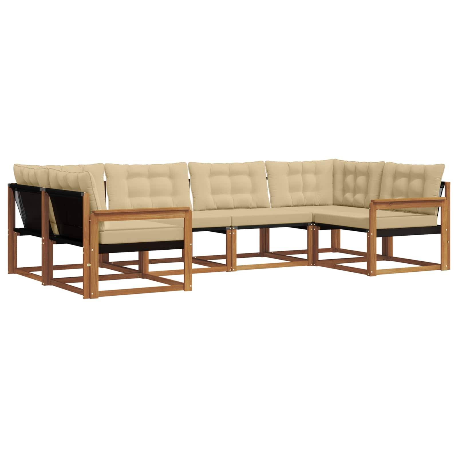 vidaXL Outdoor-Sofagarnitur mit Kissen 6 pcs Natur und Beige