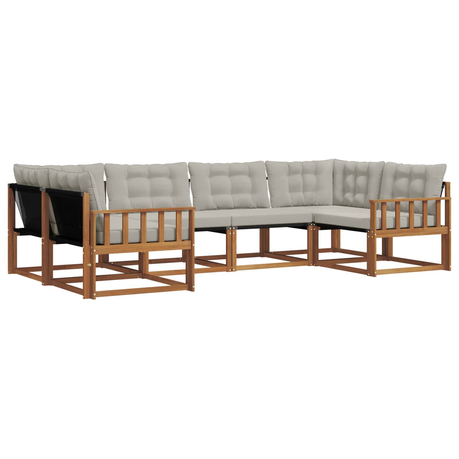 vidaXL Outdoor-Sofagarnitur mit Kissen 6 pcs Natürlich und Hellgrau