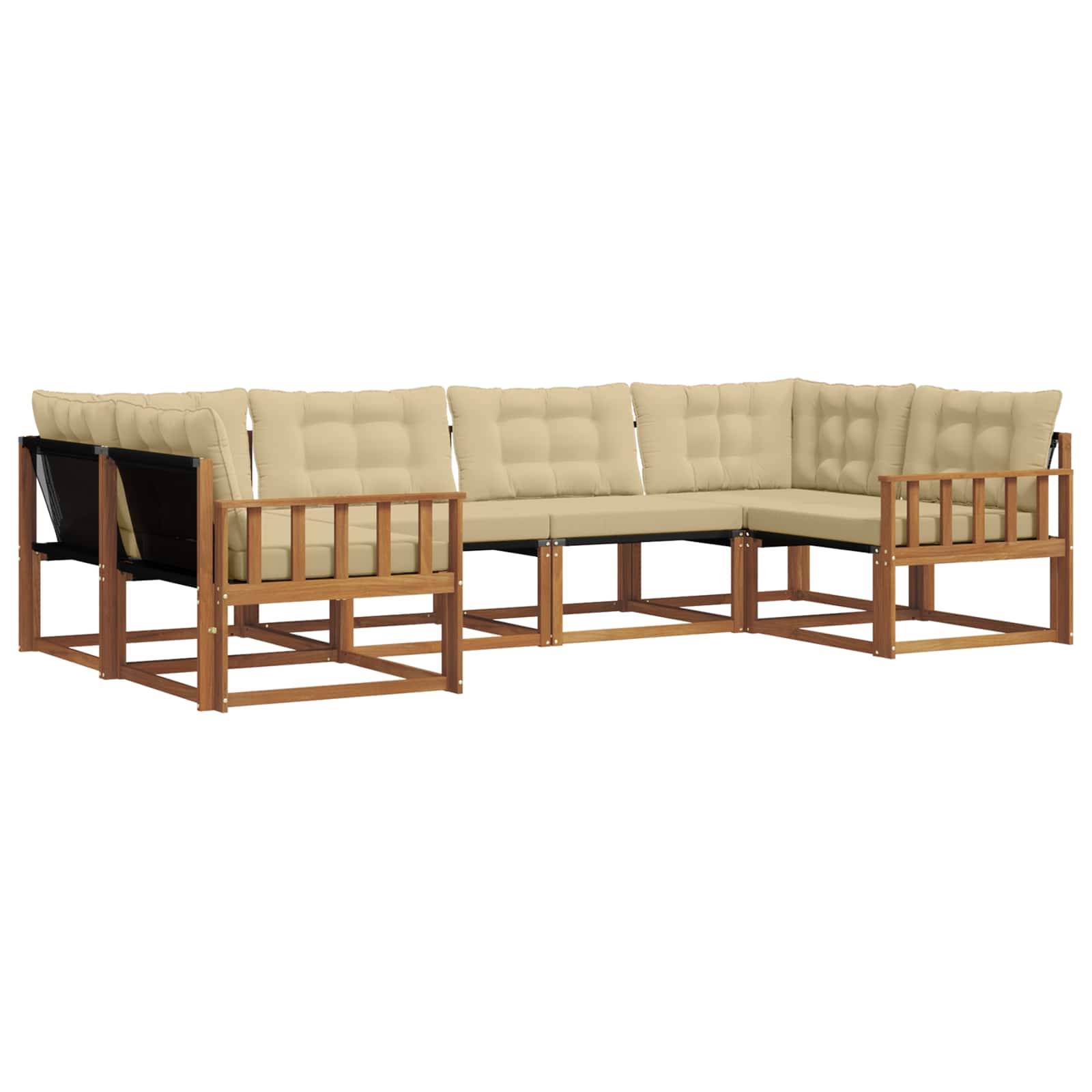 vidaXL Outdoor-Sofagarnitur mit Kissen 6 pcs Natur und Beige