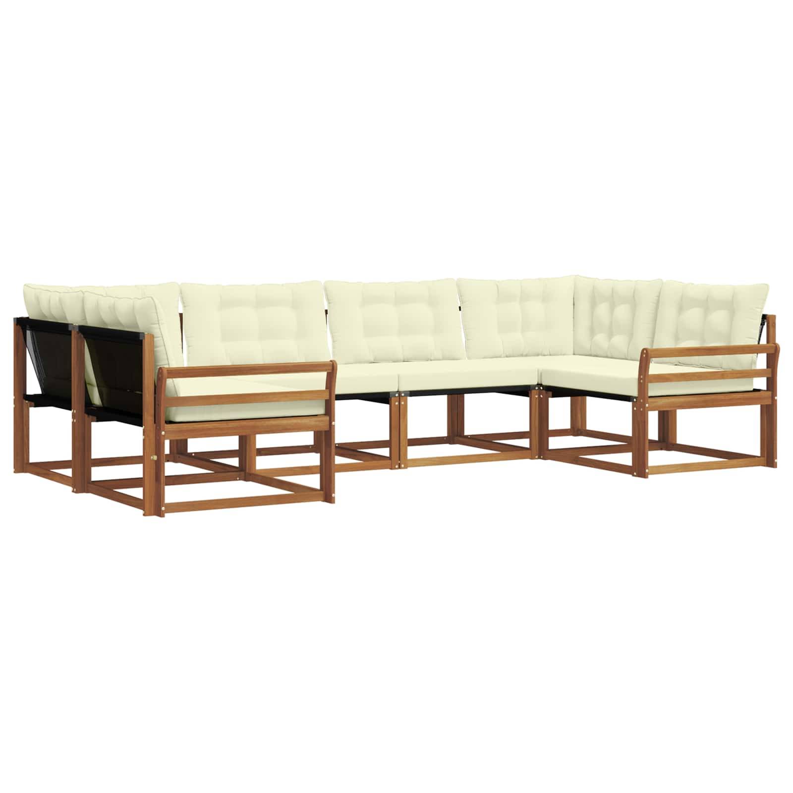 vidaXL Outdoor-Sofagarnitur mit Kissen 6 pcs Natur und Creme