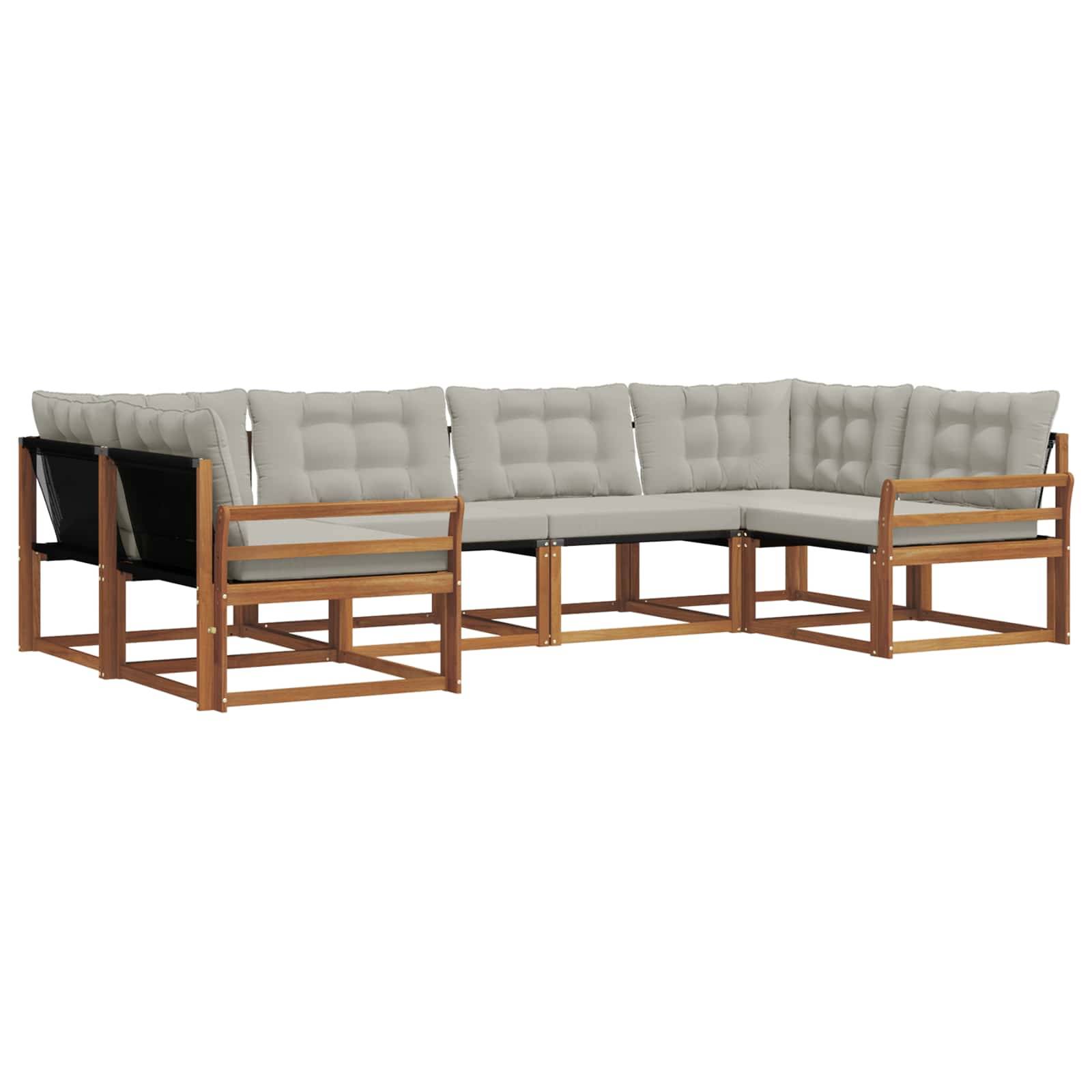 vidaXL Outdoor-Sofagarnitur mit Kissen 6 pcs Natürlich und Hellgrau