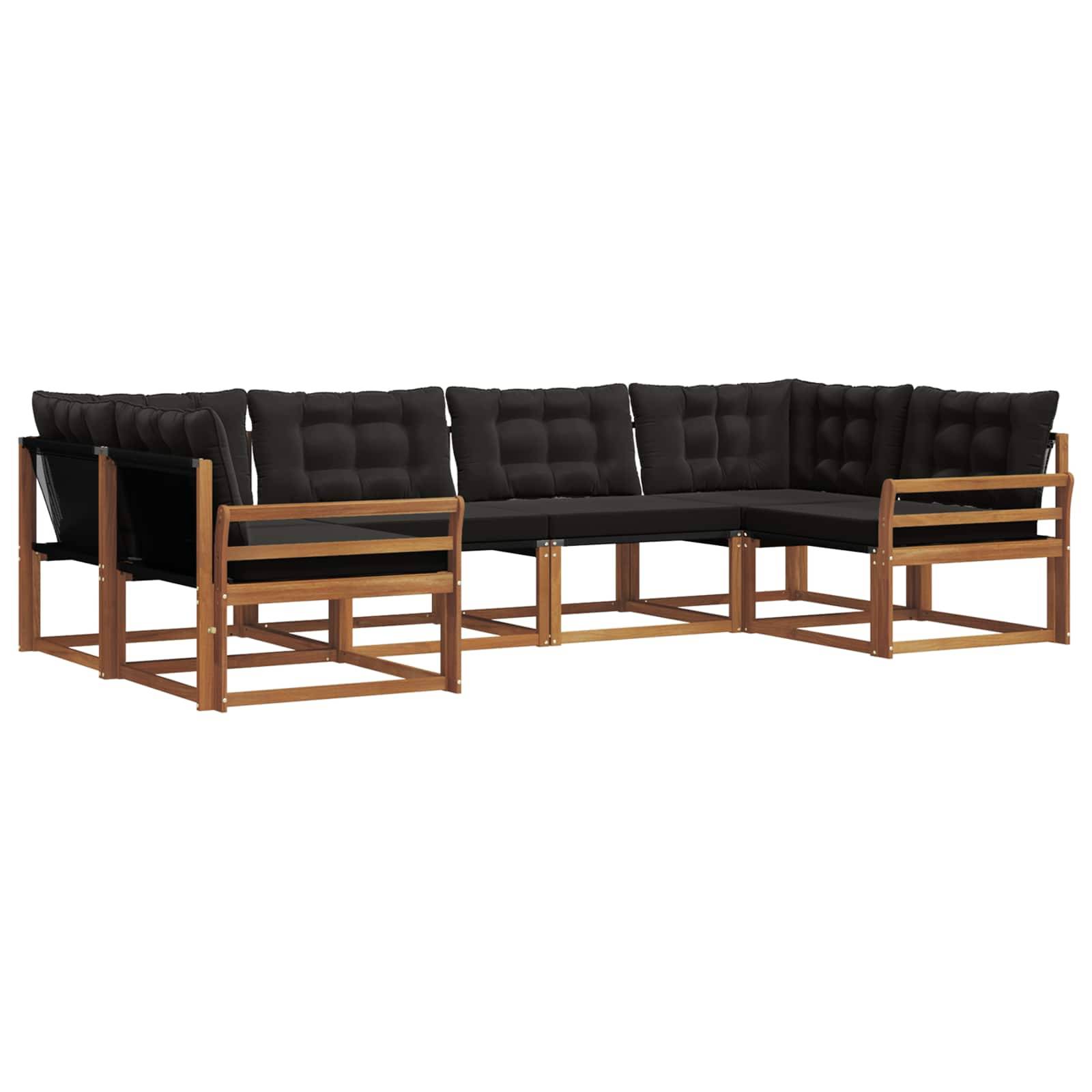 vidaXL Outdoor-Sofagarnitur mit Kissen 6 pcs Natürlich und Schwarz