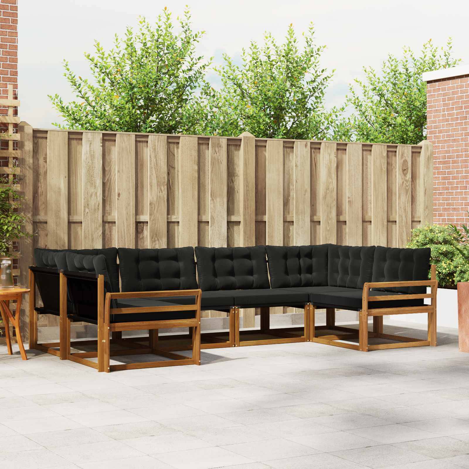 vidaXL Outdoor-Sofagarnitur mit Kissen 6 pcs Natürlich und Schwarz