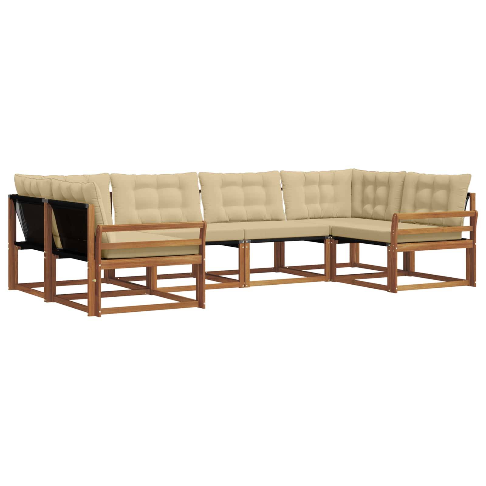 vidaXL Outdoor-Sofagarnitur mit Kissen 6 pcs Natur und Beige